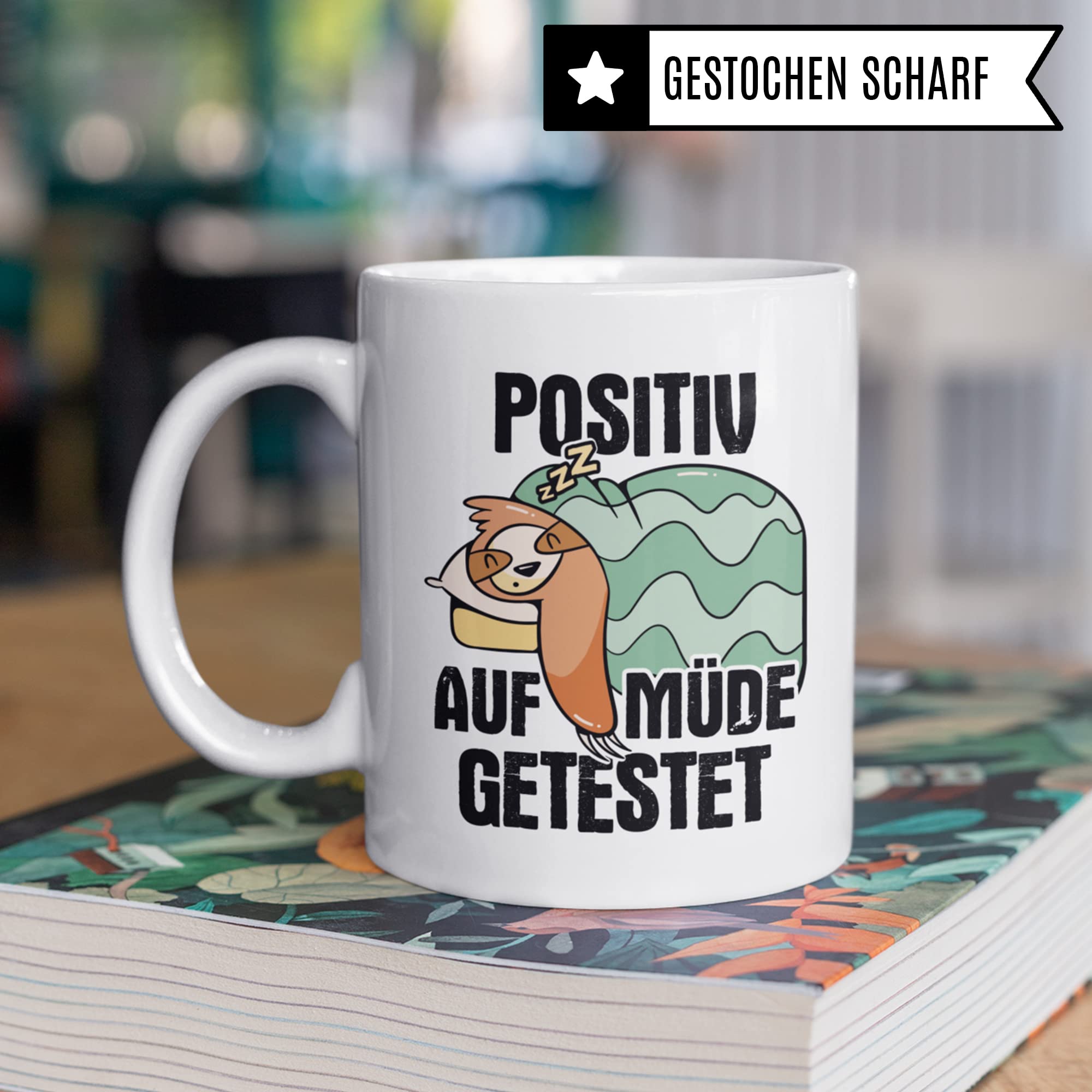 Positiv Auf Müde Getestet Tasse, lustiges Geschenk Faulpelz, Kaffeetasse Müdigkeit Faulheit Frühaufsteher, Kaffeebecher Humor Büro witzig