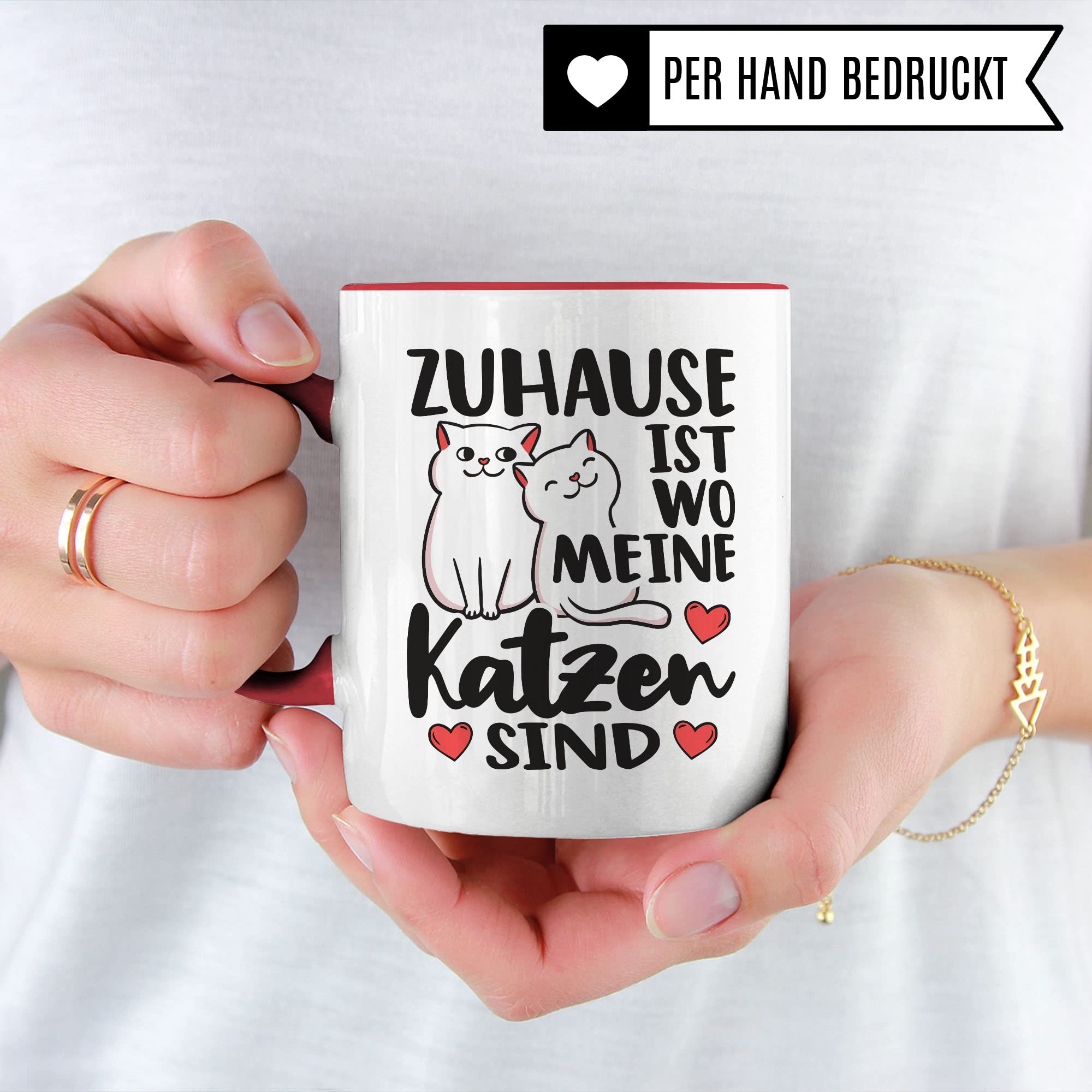 Tasse Katzen-Motiv, Zuhause ist wo meine Katzen sind Spruch, Süßes Geschenk Katzenliebhaber Katzen-Motiv, Geschenkidee Kollegen Freund Freundin, lustige Katze Kater Katzenfreund Büro-Tasse