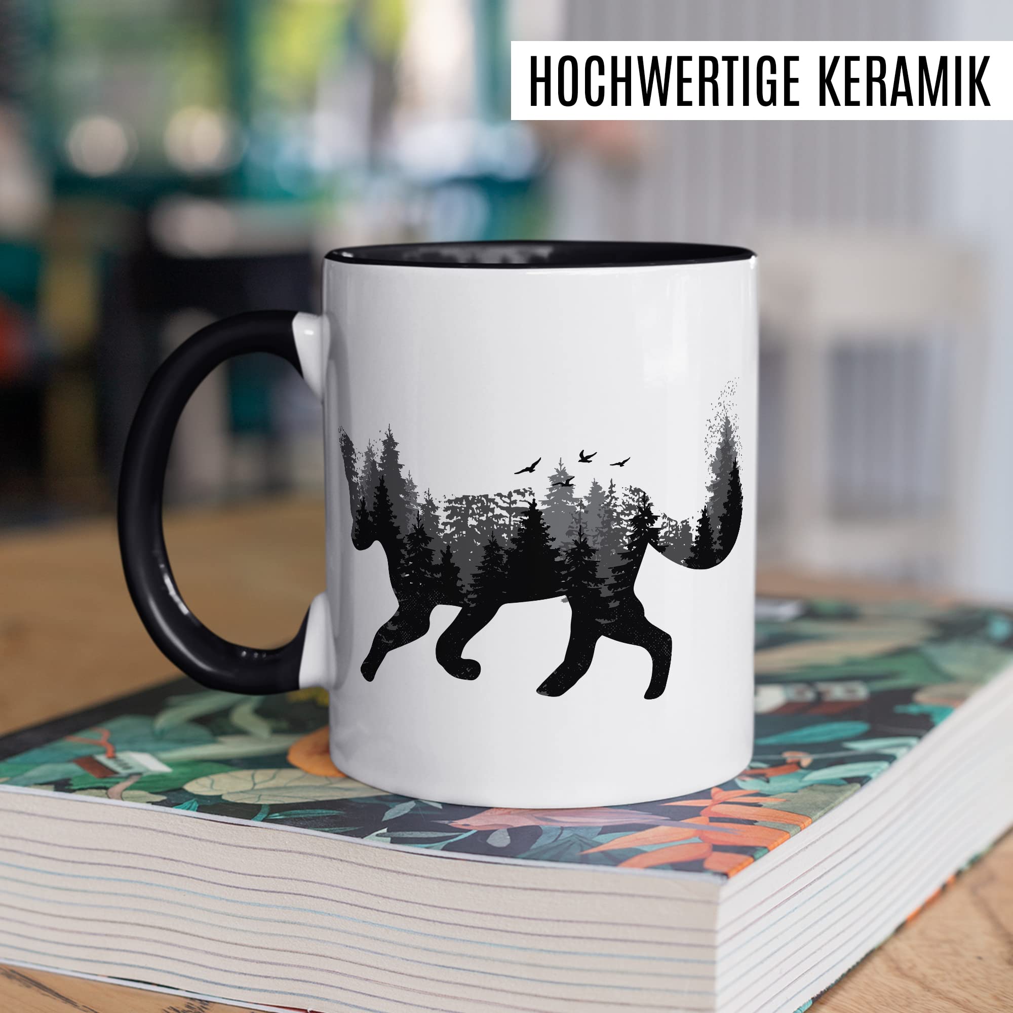 Tasse Fuchs hochwertiges Design, Geschenk Fuchs-Fans Motiv, Rotfuchs Geschenk-Idee Kollegen Freundin Freund Kaffeetasse, Fuchs Wald-Tiere Wald-Motiv Jäger Naturliebhaber Kaffee-Becher