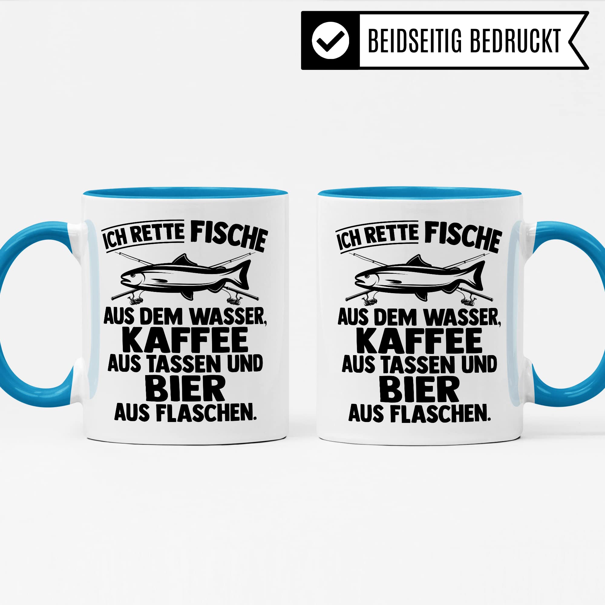 Angler Tasse Geschenk, Ich rette Fische aus dem Wasser, Kaffee aus der Tasse Bier aus der Flasche Geschenkidee Angler Fischer Kaffeetasse mit Spruch lustig Kaffee-Becher Fisch-Liebhaber