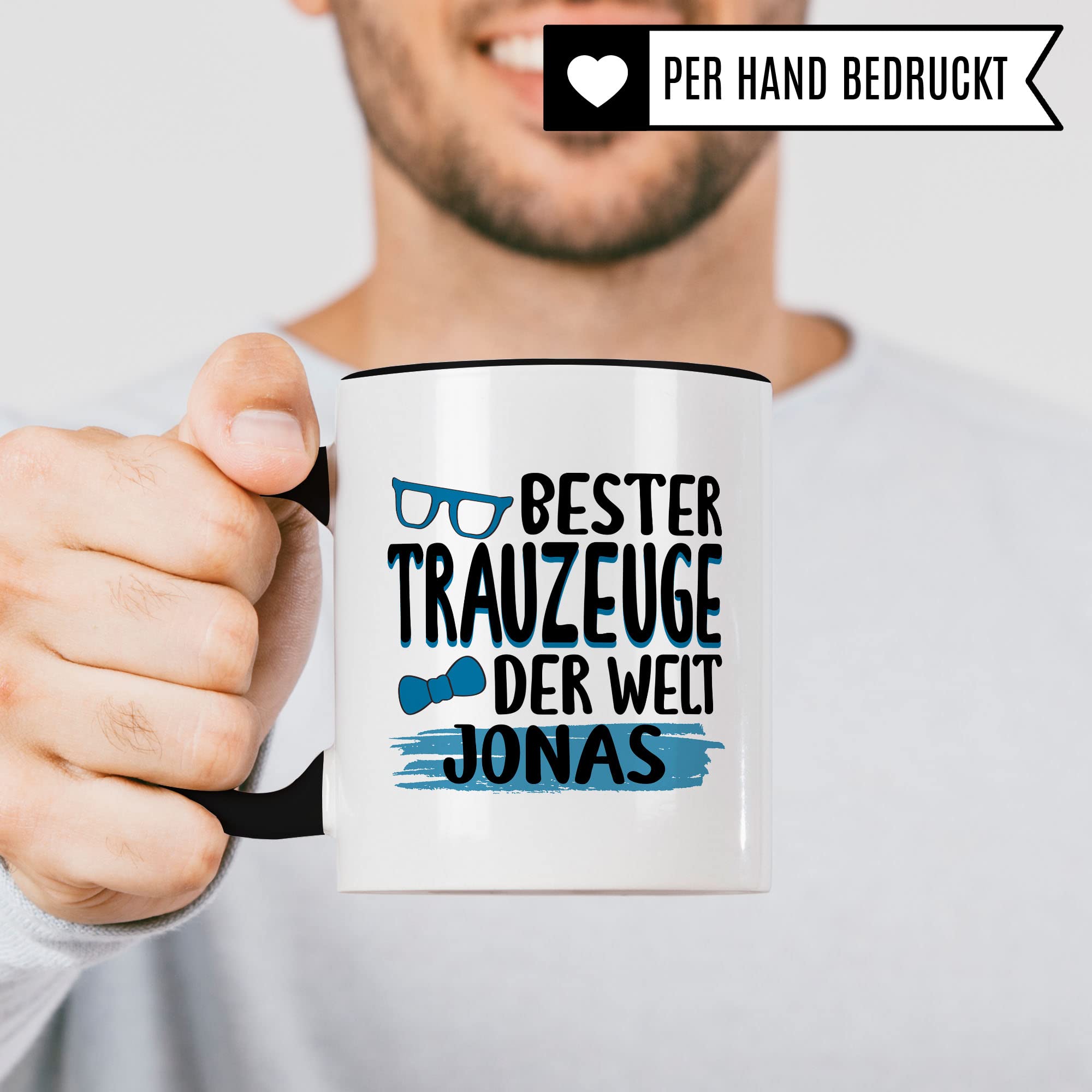 Trauzeuge personalisierbare Tasse, Trauzeuge fragen, Bester Trauzeuge der Welt - NAME, Geschenk Trauzeuge personalisierbar süßes Motiv schöne Geschenkidee Kaffetasse Teebecher Hochzeit