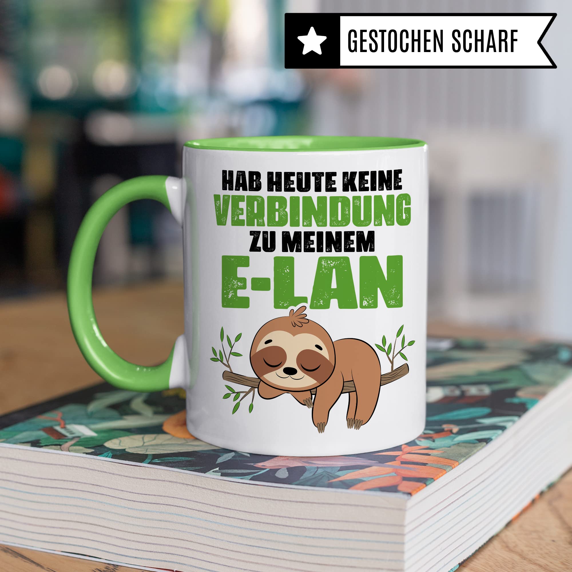 Tasse lustig Geschenk, Hab heute keine Verbindung zu meinem E-lan Geschenkidee Kaffeebecher Kaffeetasse Tasse mit Spruch lustig Humor Witztasse Ironie Sarkasmus