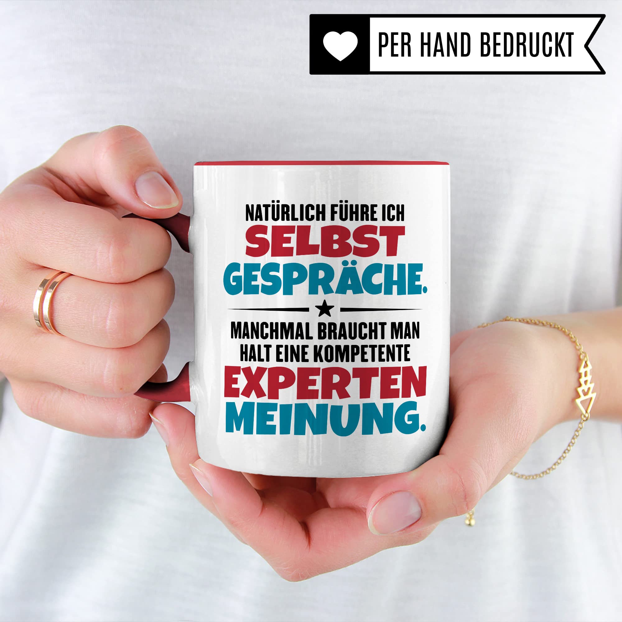 Lustige Tasse mit Spruch Kaffeetasse fürs Büro Humor Natürlich führe ich Selbstgespräche Spruch Geschenk Witz Geschenkidee Kaffee-Becher