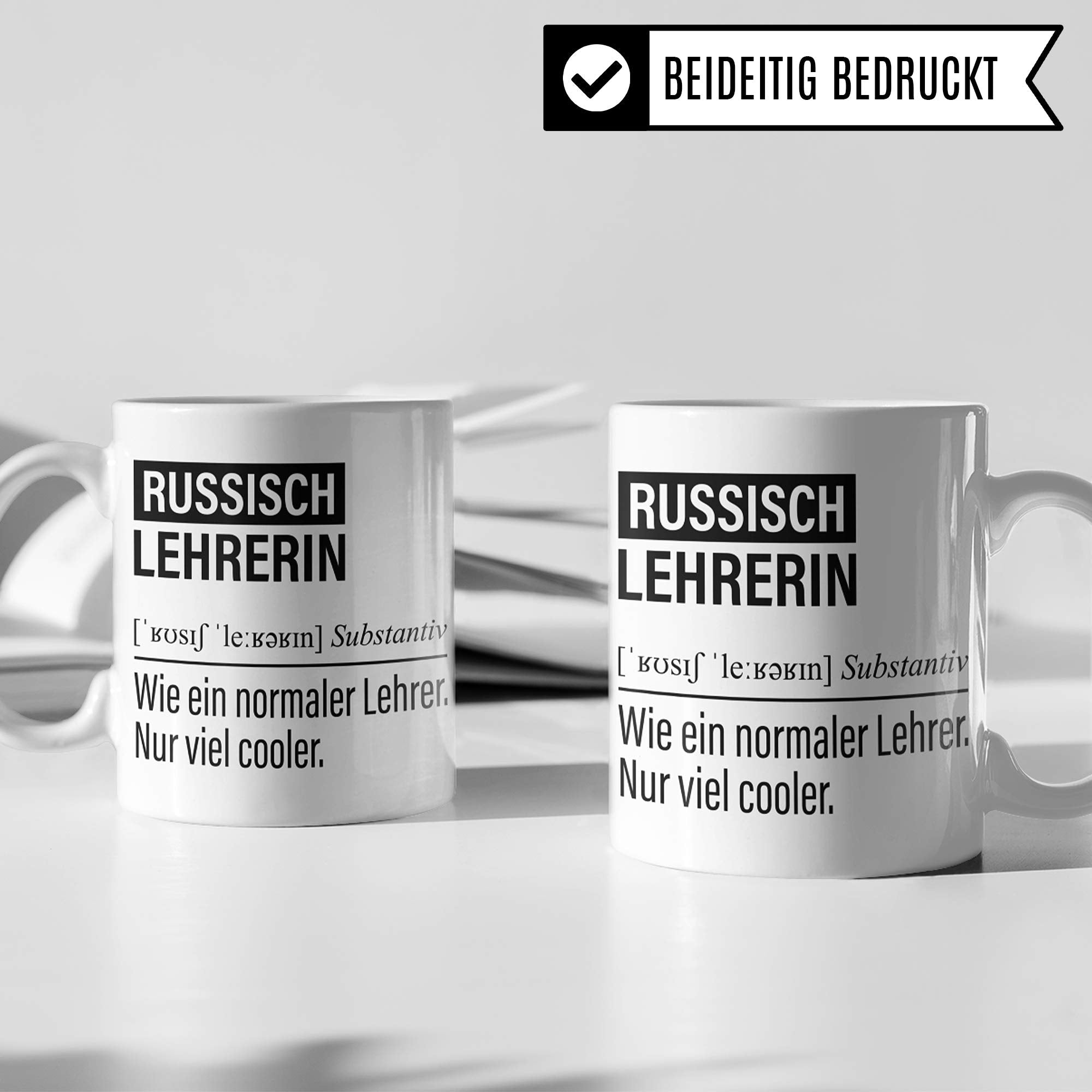 Russischlehrerin Tasse, Geschenk für Russisch Lehrerin, Kaffeetasse Geschenkidee Lehrerin, Kaffeebecher Lehramt Schule Russisch Unterricht Witz