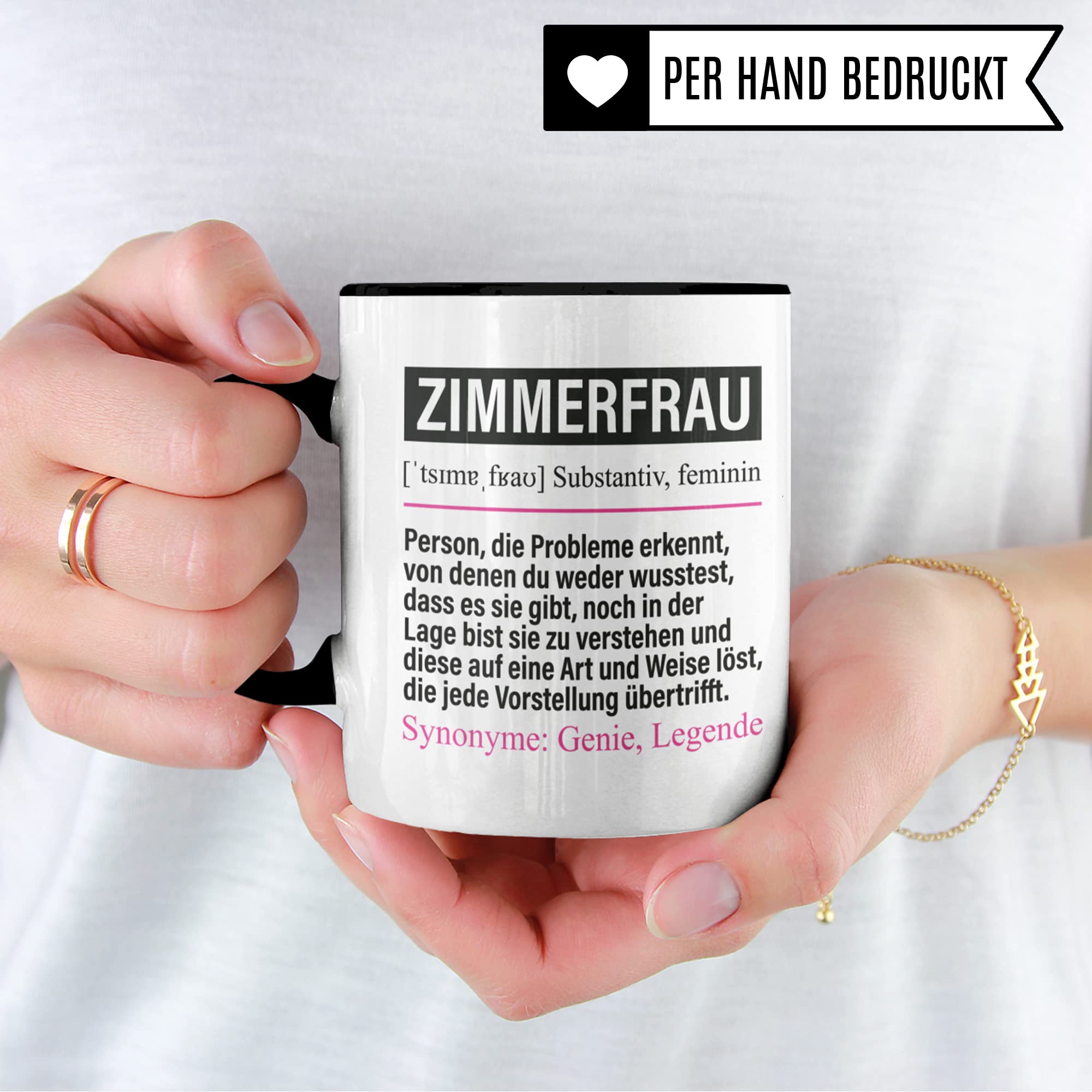 Tasse Zimmerfrau lustig, Zimmerfrau Geschenk Beruf, Spruch Kaffeebecher Geschenkidee, Beruf Zimmerfraumeisterin Kaffee-Tasse Teetasse Becher