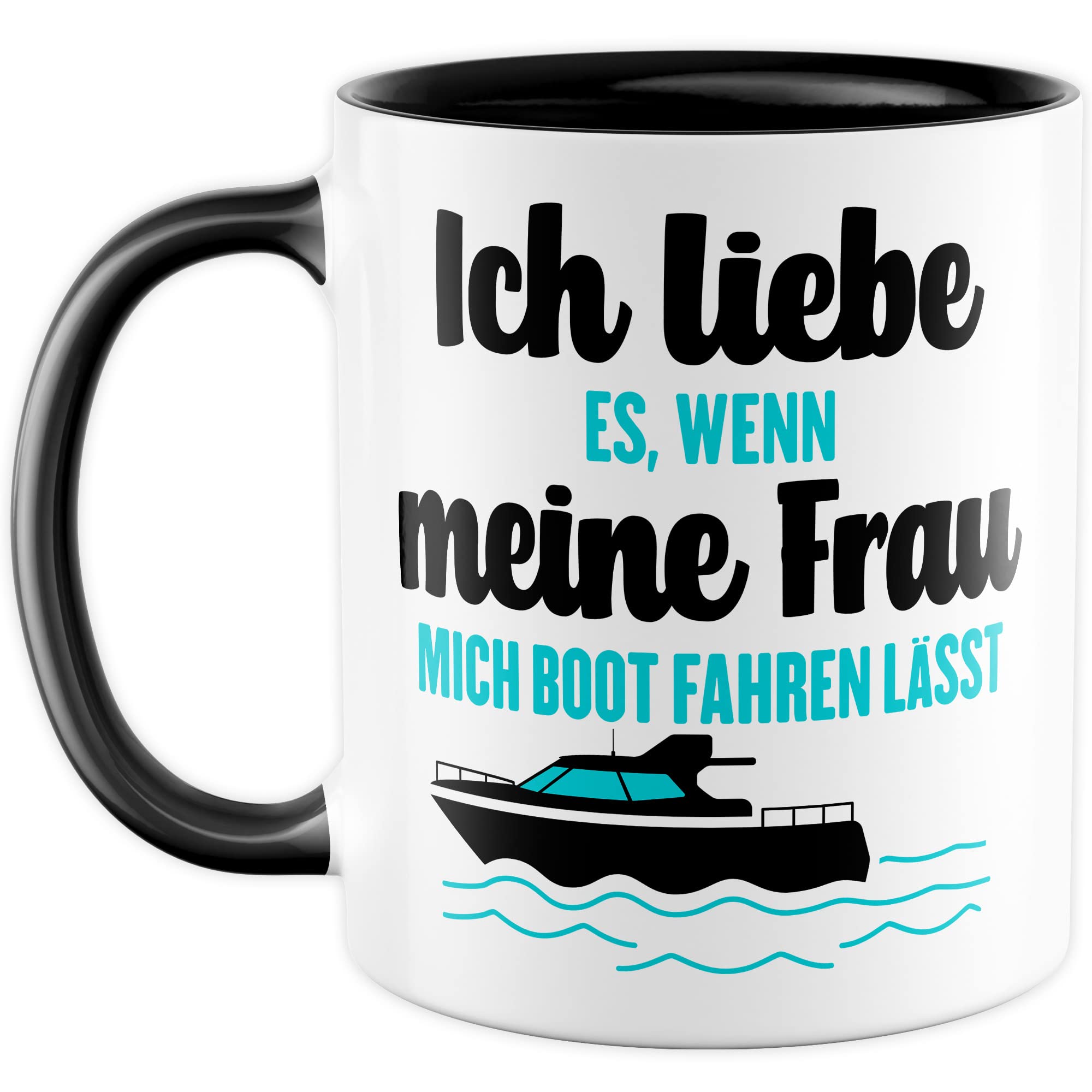 Tasse Boot Geschenk, Ich liebe es wenn meine Frau mich Boot fahren lässt Geschenkidee Kapitän Kaffeetasse Bootbesitzer Kaffee-Becher Teetasse mit Spruch lustig