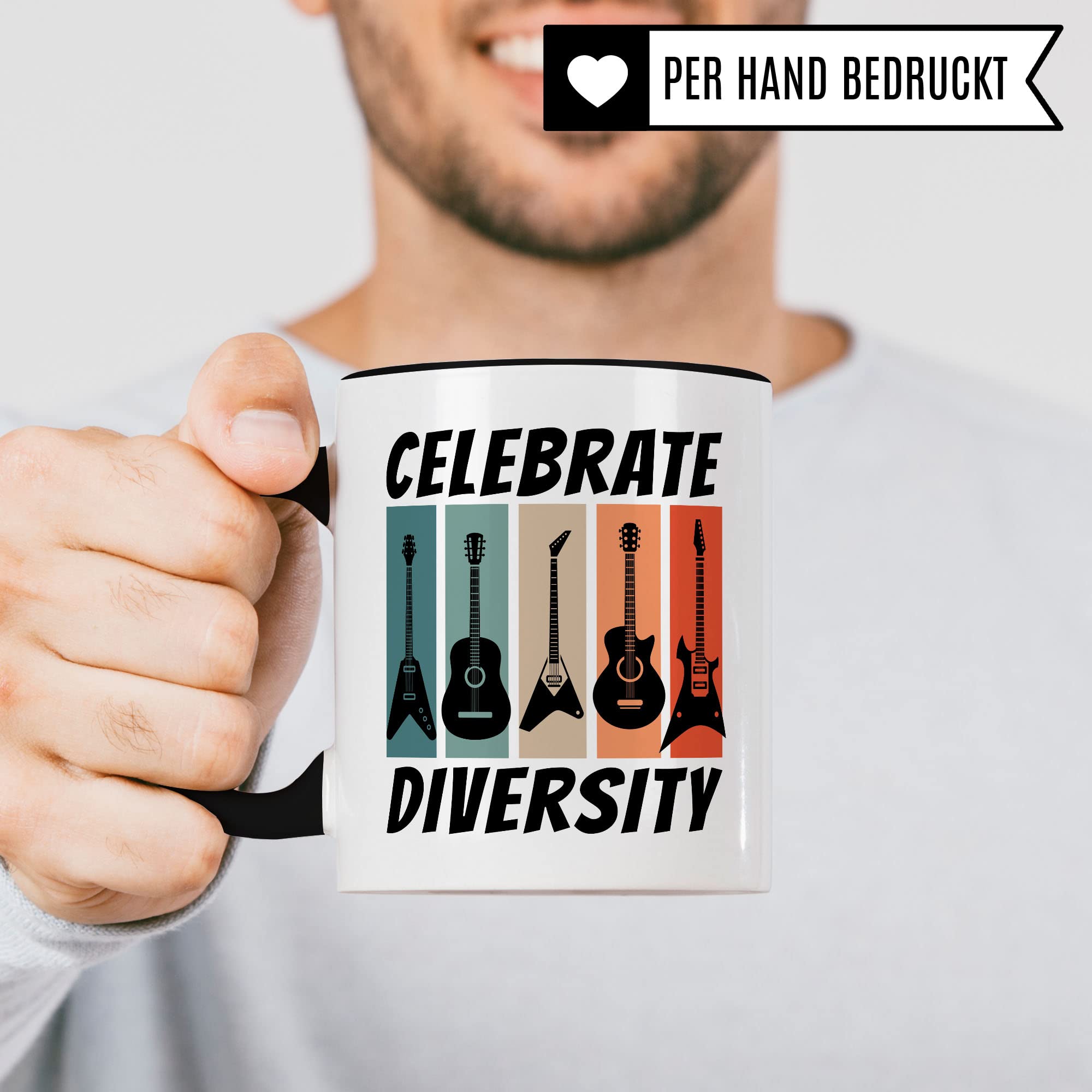 Gitarren Tasse Geschenkidee Gitarre Kaffeetasse Humor Witz Geschenk für Gitarrist Gitaristin Kaffeebecher E-Gitarre Becher