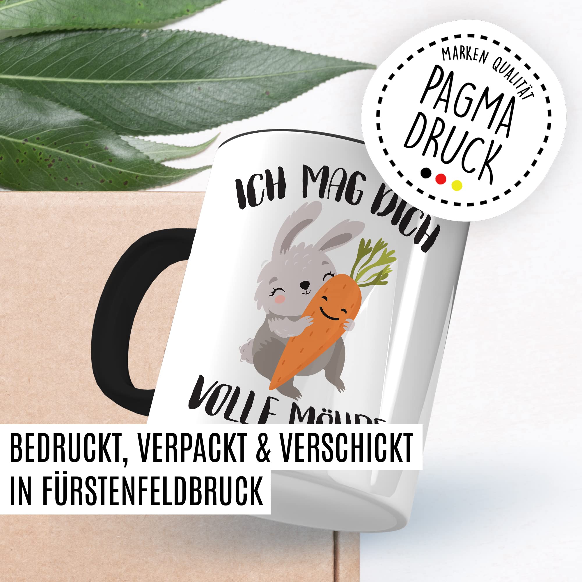 Süße Tasse Liebe Kaffeetasse Für Partner Geschenk Freundin Geschenkidee Freund Kaffee-Becher Mag dich volle Möhre Spruch Motiv süß Hase