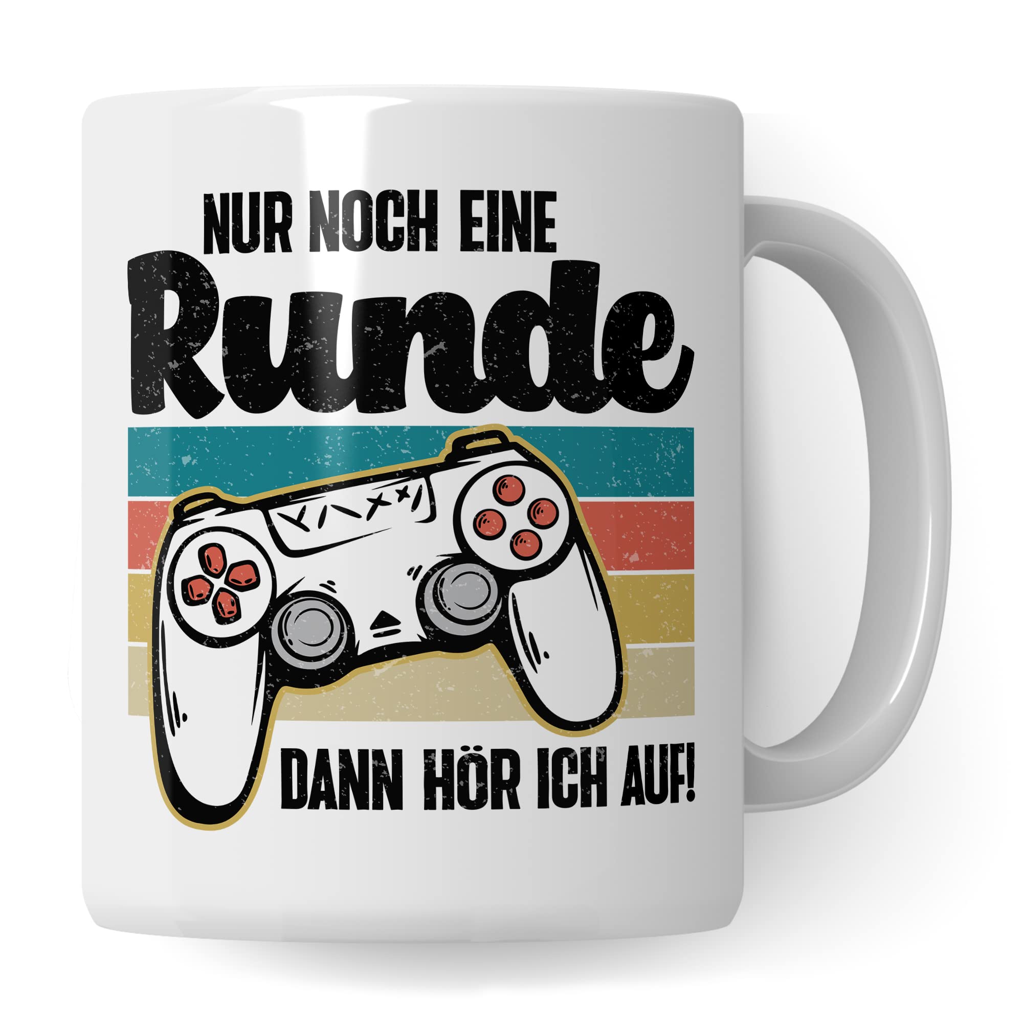 Tasse Gamer, Nur noch eine Runde - dann hör ich auf! Geschenkidee für Computerspieler, Gaming-Fans und Zocker Kaffee-Becher Nerd Gaming Kaffeetasse mit Spruch lustig Geschenk