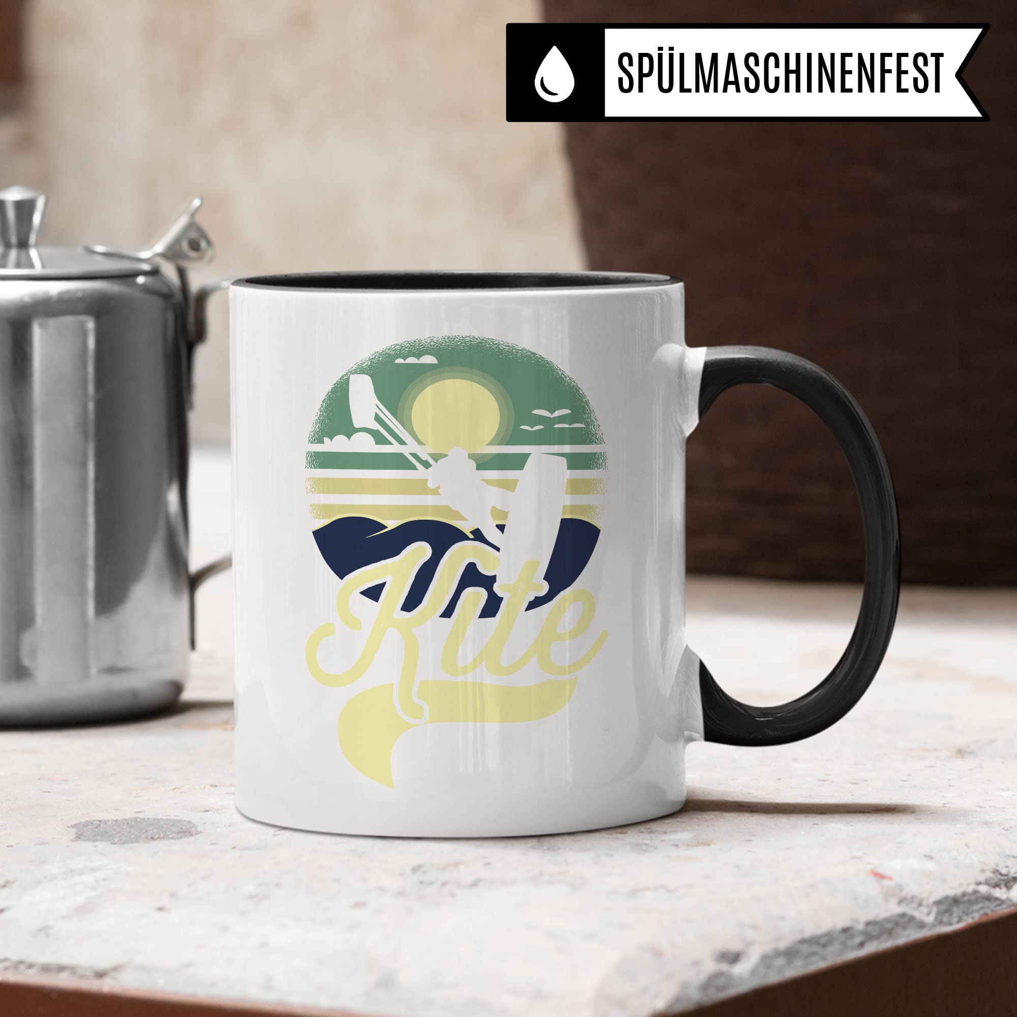 Kite Tasse Geschenkidee Kiten Kaffeetasse Geschenk für Kiter Kaffeebecher Surf Becher