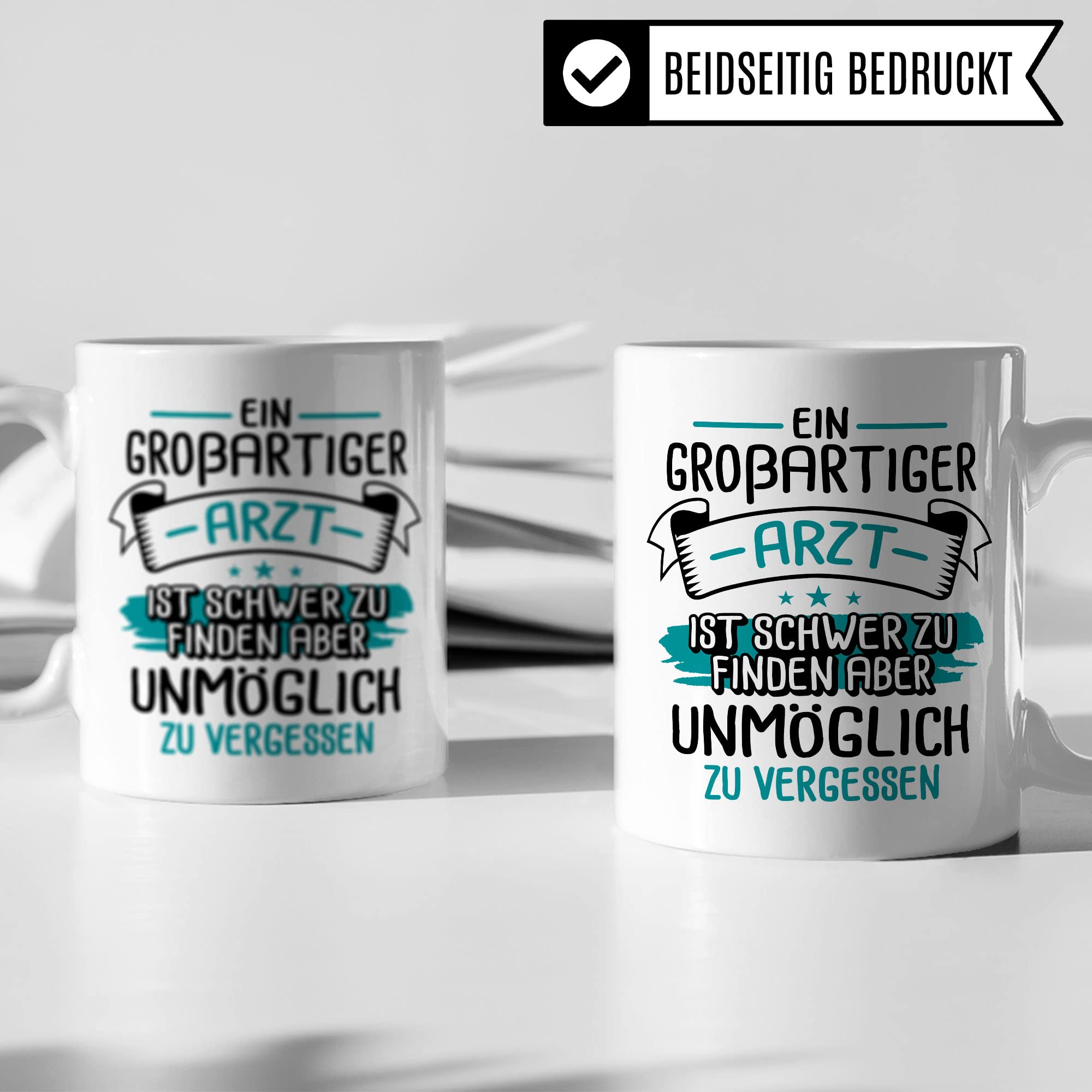 Arzt Tasse, Ein großartiger Arzt ist schwer zu finden aber unmöglich zu vergessen, Arzt Danke Geschenk, Dankeschön Tasse schöner Spruch Kaffeetasse Berufe Tasse