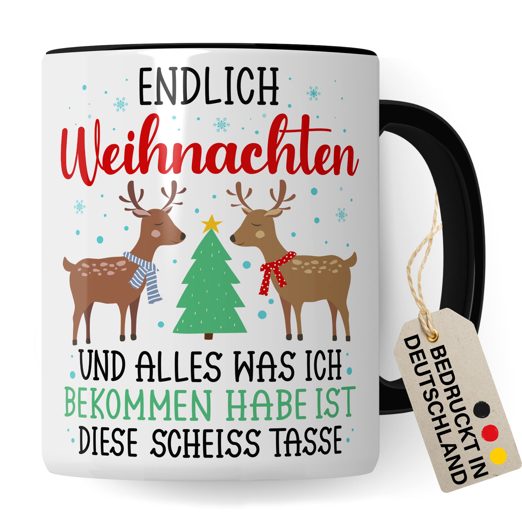 Weihnachten Tasse Geschenk Kaffeetasse Geschenkidee Humor Weihnachtstasse Sarkasmus Kaffee-Becher witziger Geschenkartikel Endlich Weihnachten alles was ich bekomm ist diese scheiß Tasse Spruch