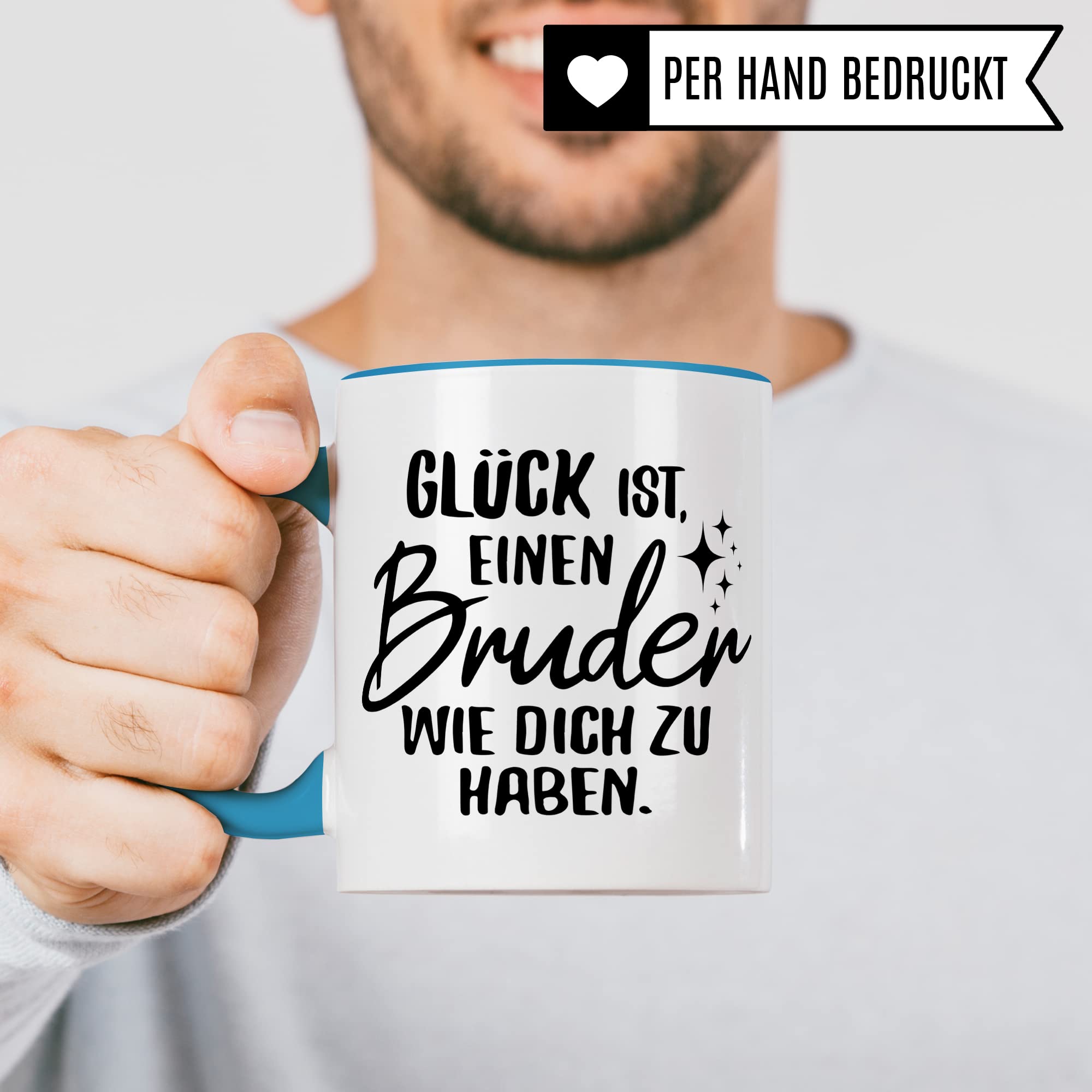 Bruder Tasse Geschwister Kaffeetasse Brüder Geschenk Bruderherz Kaffee-Becher Schwester Geschenkidee Glück ist einen Bruder wie dich zu haben Motiv Geschwisterliebe