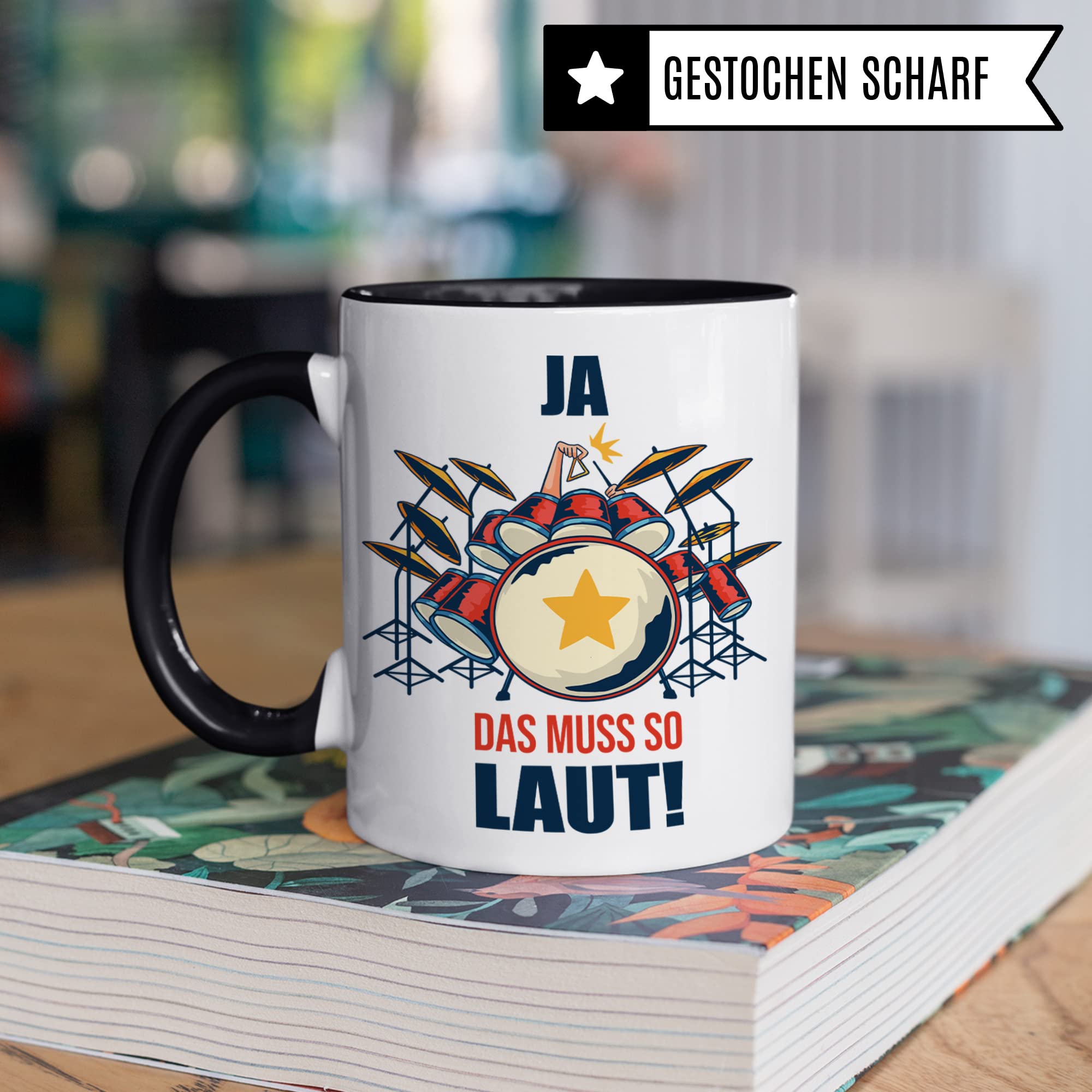 Schlagzeug Tasse - Musik Geschenk für Schlagzeuger Schlagzeugerin - Kaffeetasse Musiker Drummer - Instrument Geschenkideen Becher Drumset Drums Spruch Kaffeebecher