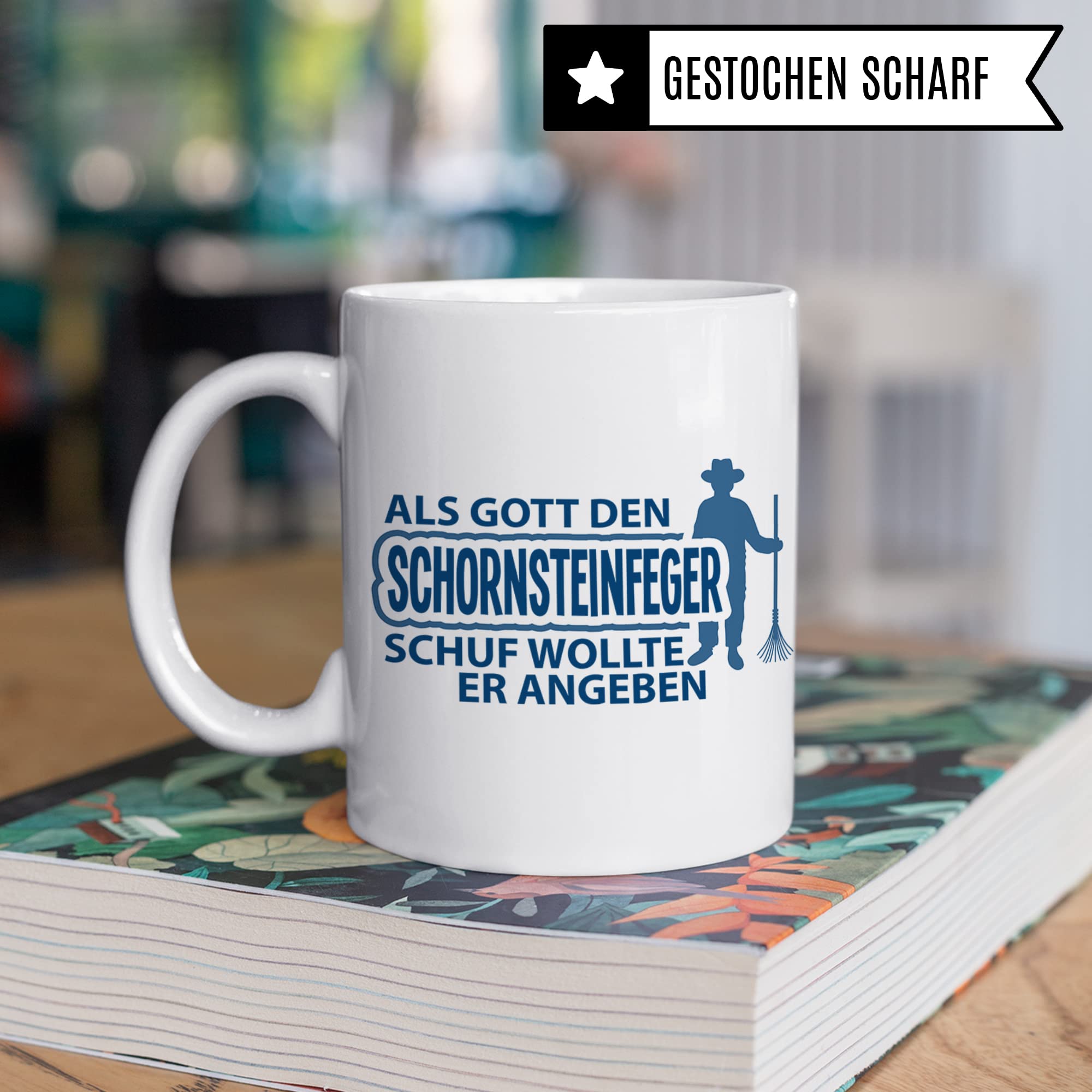 Schornsteinfeger Tasse Geschenkidee, Kaminfeger Geschenk, Kaffeebecher mit Spruch lustig, Kaffeetasse Humor Witz Geschenkidee für Kaminkehrer, Meister Teetasse