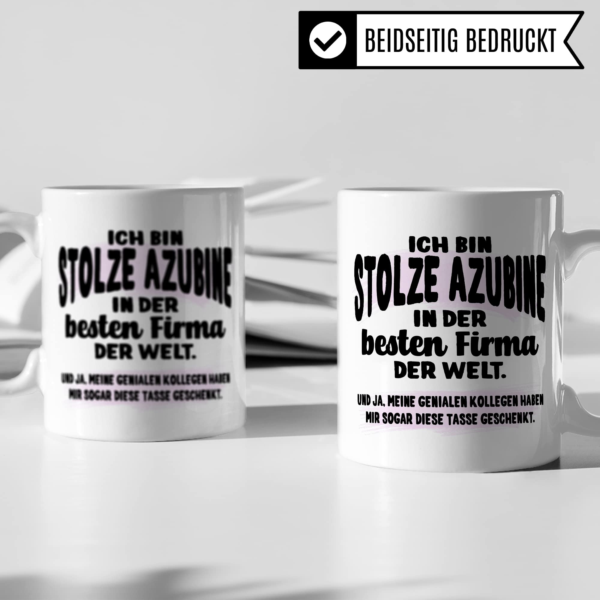 Stolze Azubine Tasse Kaffeetassen Azubine Ausbildung Kaffee-Becher Lehrling Ausbildung Beste Firma Spruch Becher Geschenkidee Azubine-Geschenk Auszubildende lustig Witz Humor