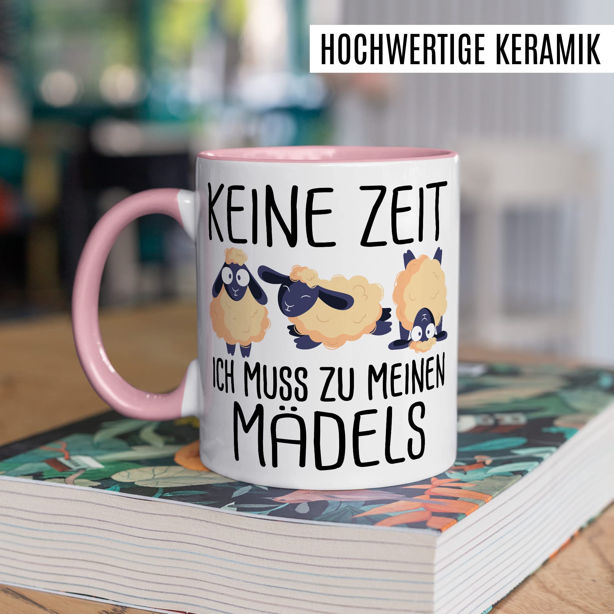 Mädels Tasse Schaf lustige Schafe Kaffeetasse Geschenk Kaffee-Becher Schäfchen süß Geschenkidee Mädchen Kollegin Humor Tante Freundin Wolle Cartoon Schaf Aufdruck witzig Bäuerin Bauernfrau