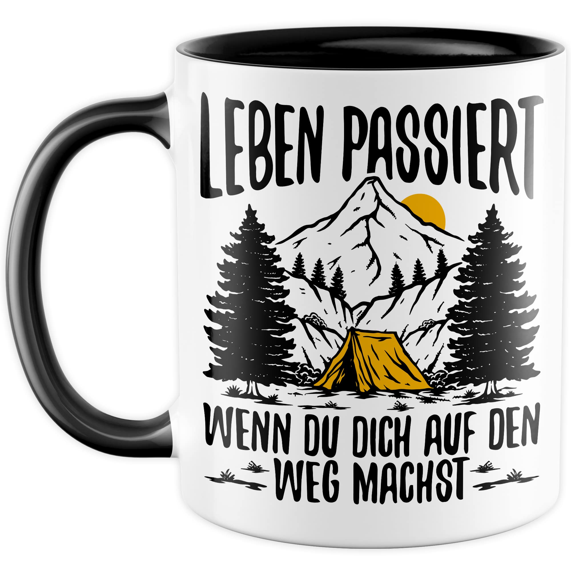 Reisen Tasse Wohnmobil Becher Roadtrip Kaffeetasse Camping Geschenk Urlaub Camper Kaffee-Becher Geschenkidee Outdoorfans Bagpacking Zelt Zelten Abenteuer Outdoor Spruch Weltreise