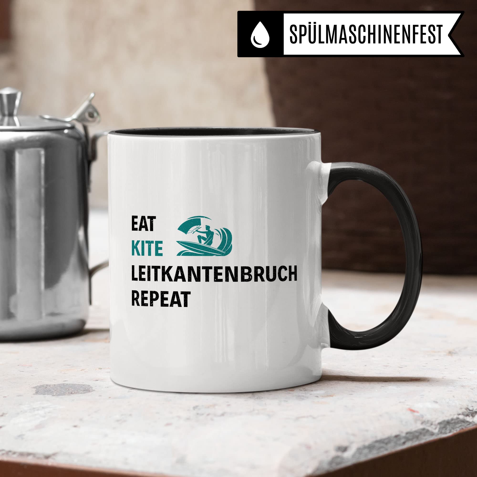 Kiten Tasse Geschenkidee Kite Kaffeetasse Humor Witz Geschenk für Kiter Kaffeebecher Surf Becher