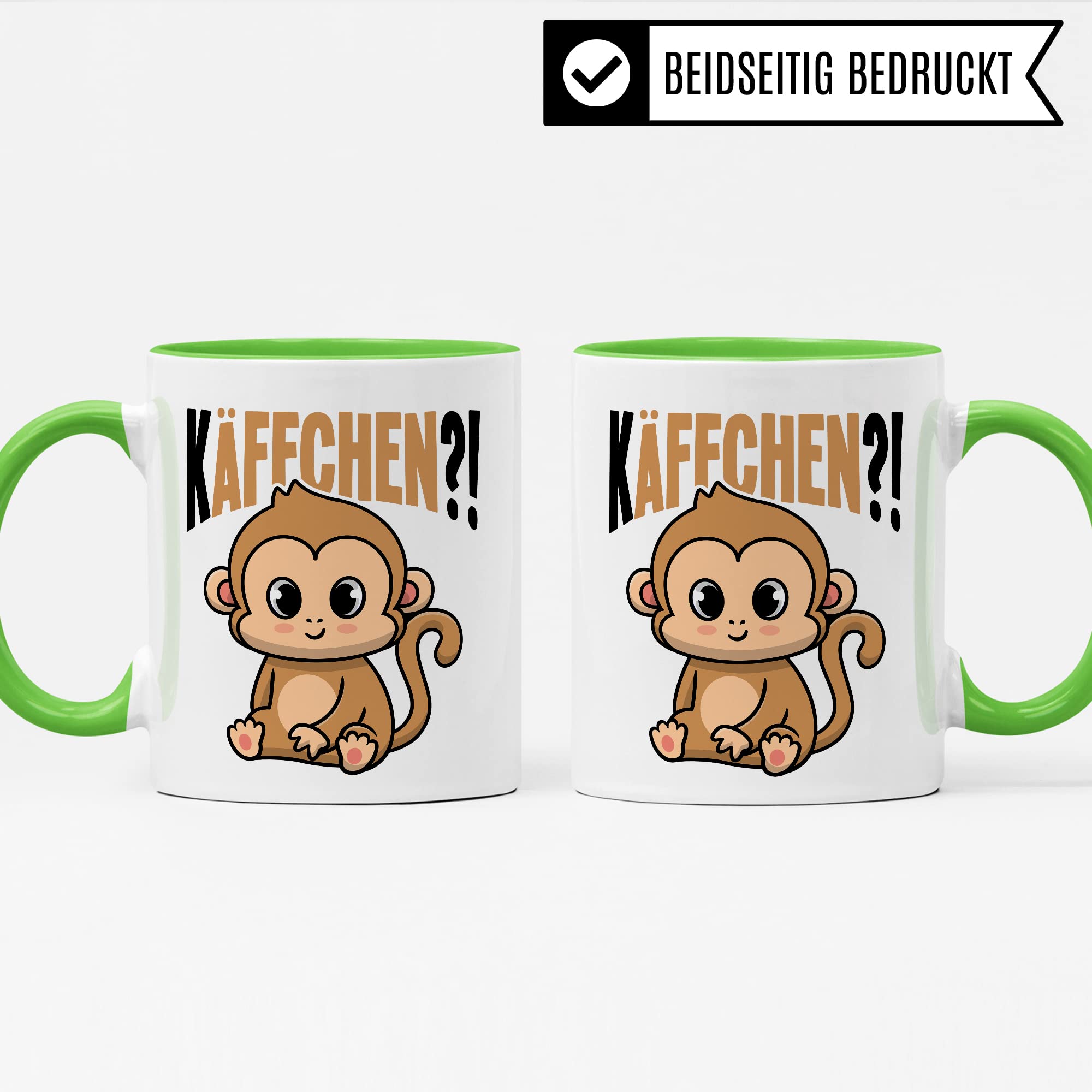 Käffchen Tasse Geschenk Kaffeetasse mit Spruch lustig Kaffee-Becher mit Affen-Motiv Teetasse Geschenkidee Kaffee-Liebhaber Kaffeetrinker und Kaffee-Fans Kaffee-Verehrer