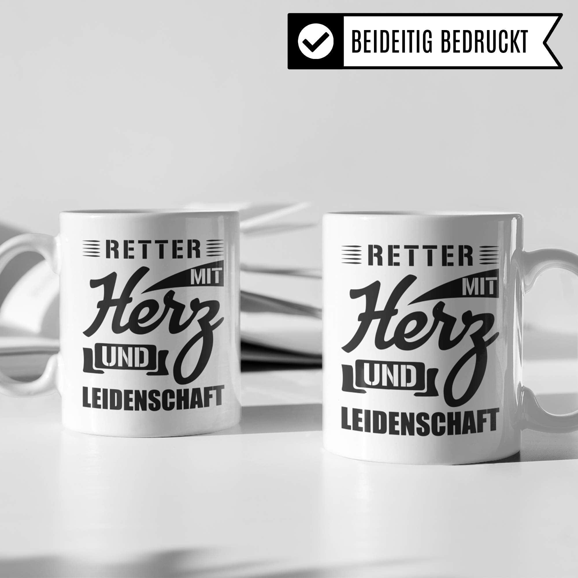 Pagma Druck Retter Tasse Rettungsdienst Sanitäter, Rettungssanitäter Kaffeebecher Geschenk Spruch, Krankenwagen Becher Geschenkidee (Weiß/Weiß)