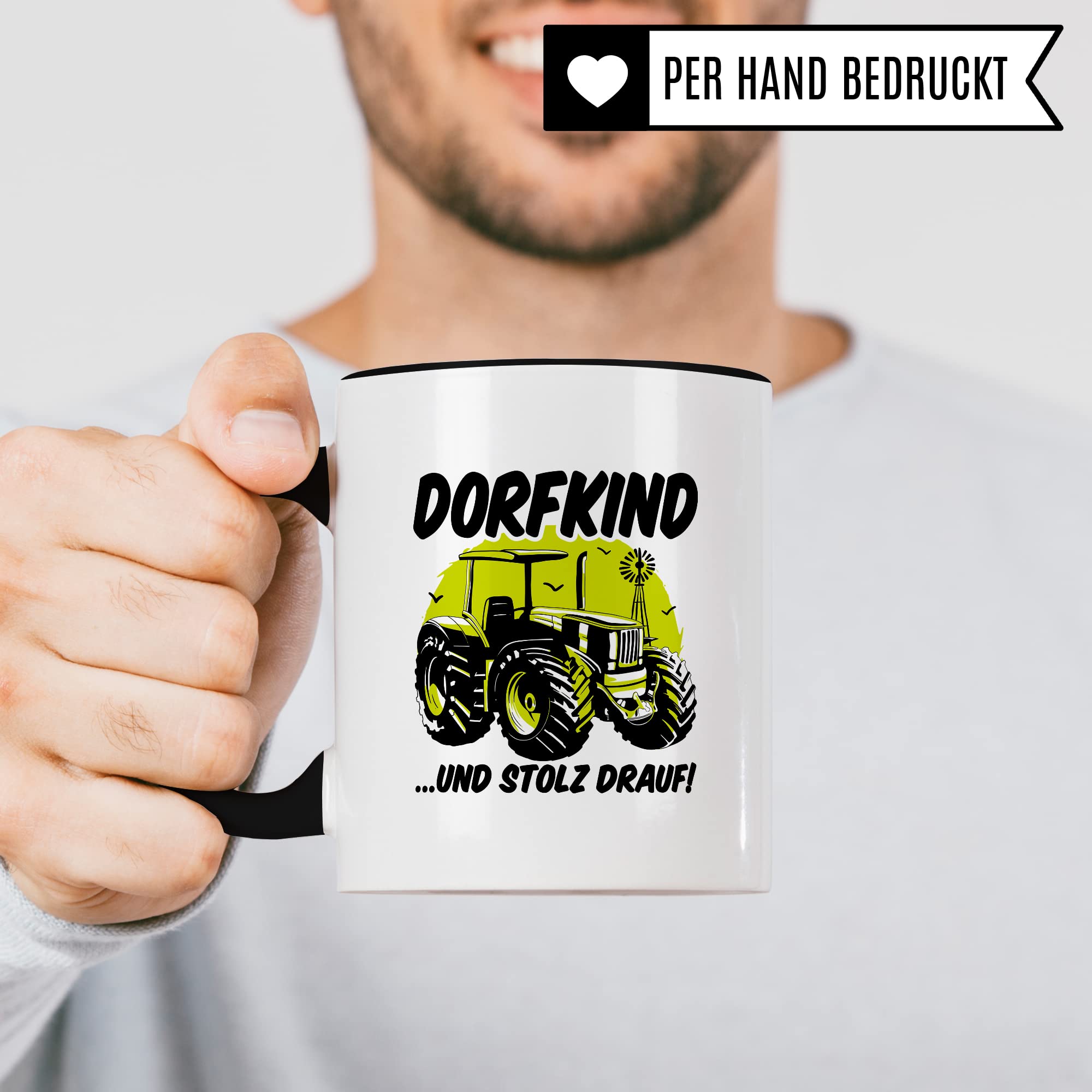 Tasse Dorfkind Geschenk, DORFKIND…UND STOLZ DRAUF Geschenkidee Dorfkinder Kaffeetasse mit Spruch lustig Kaffee-Becher Teetasse ländlich Humor Witztasse