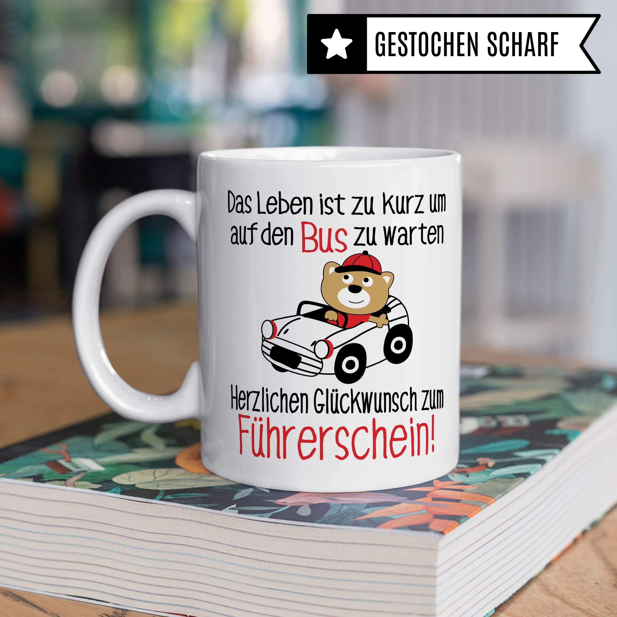 Tasse Führerschein Glückwunsch zum Führerschein Geschenk Führerscheinprüfung bestanden Mann Frau Jungen Mädchen Deko Kaffeetasse Fahrprüfung lustig Kaffee-Becher