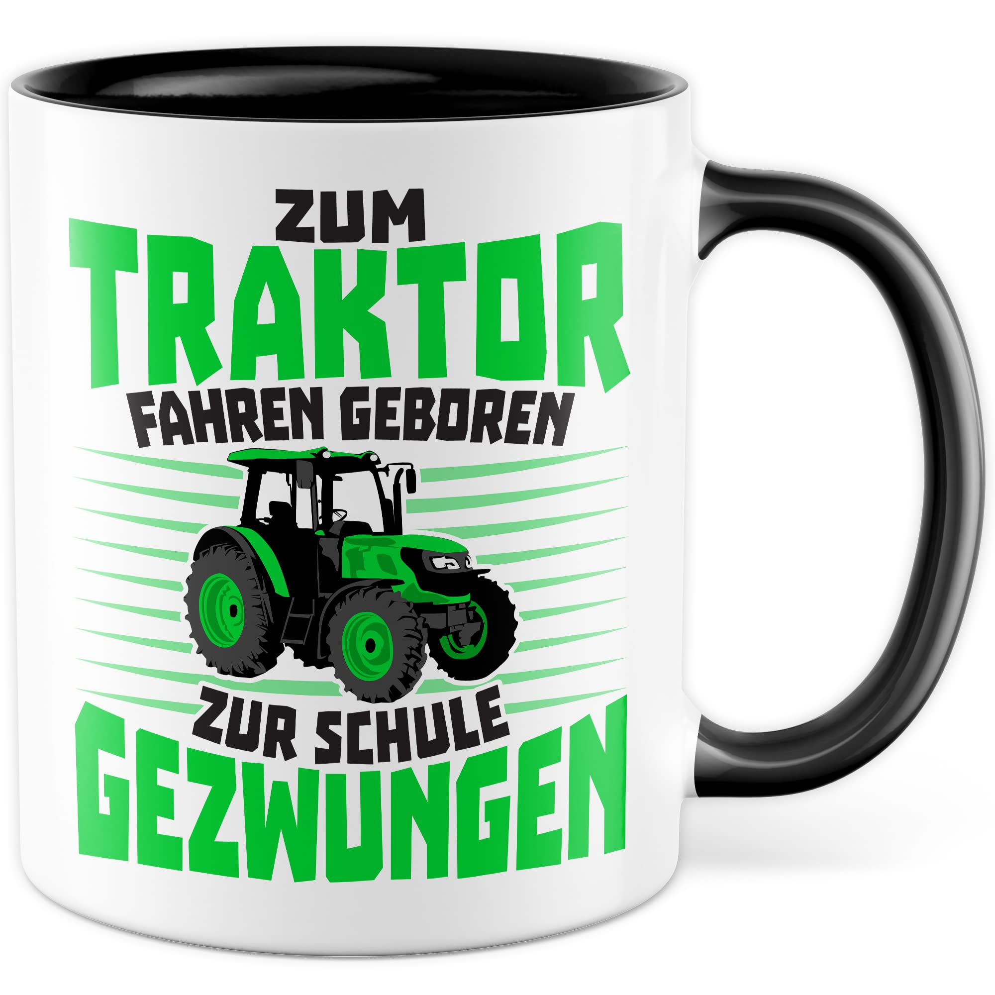 Tasse Bauer Geschenk, Zum Traktor fahren geboren - Zur Schule gezwungen Geschenkidee Landwirt Kaffeetasse mit Spruch lustig Kaffee-Becher Witztasse Teetasse