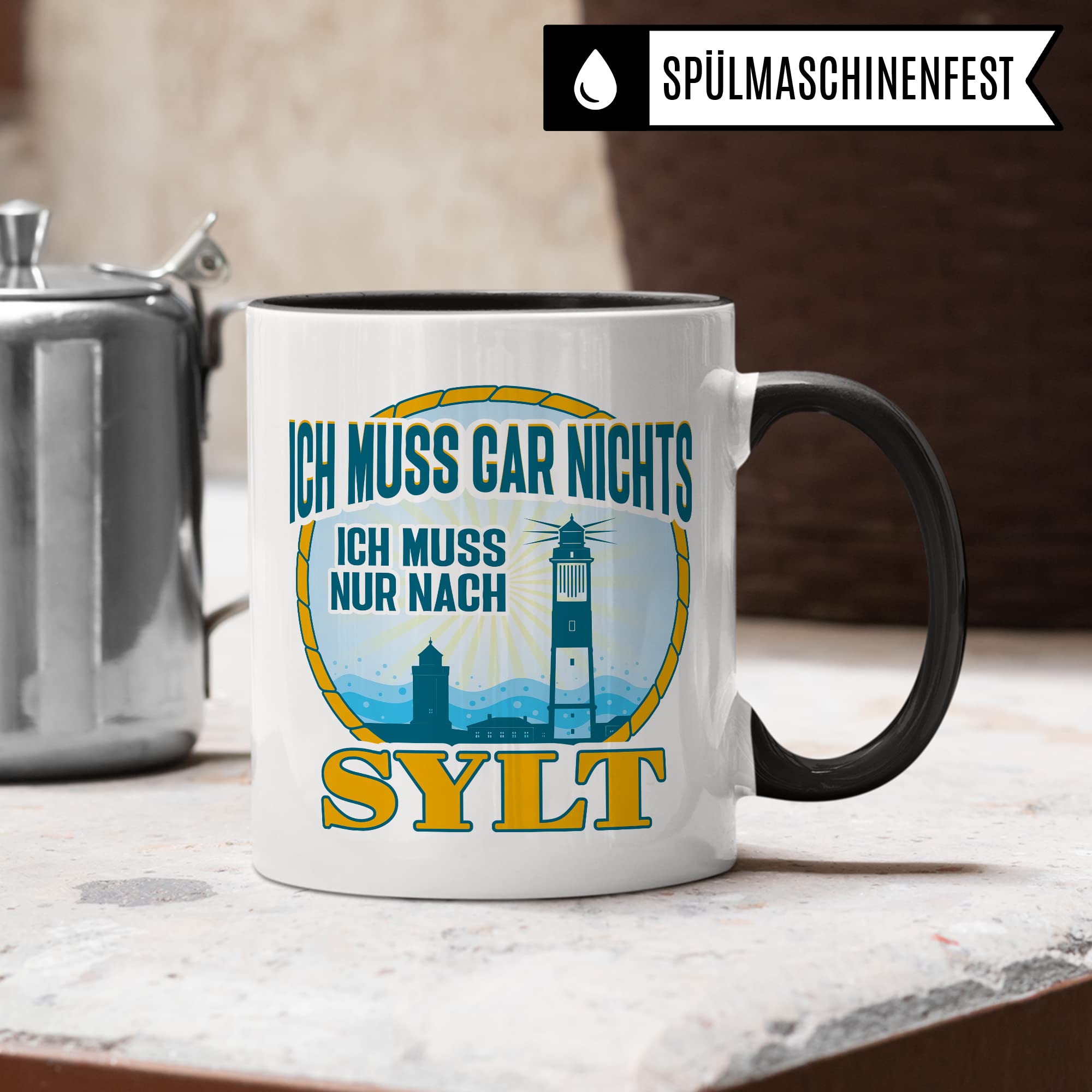 Tasse Sylt-Liebe mit Spruch Kaffee-Tasse Kaffee-Becher Geschenkidee für Syltliebhaber Geschenk Syltfan Tasse Insel Sylt lustig