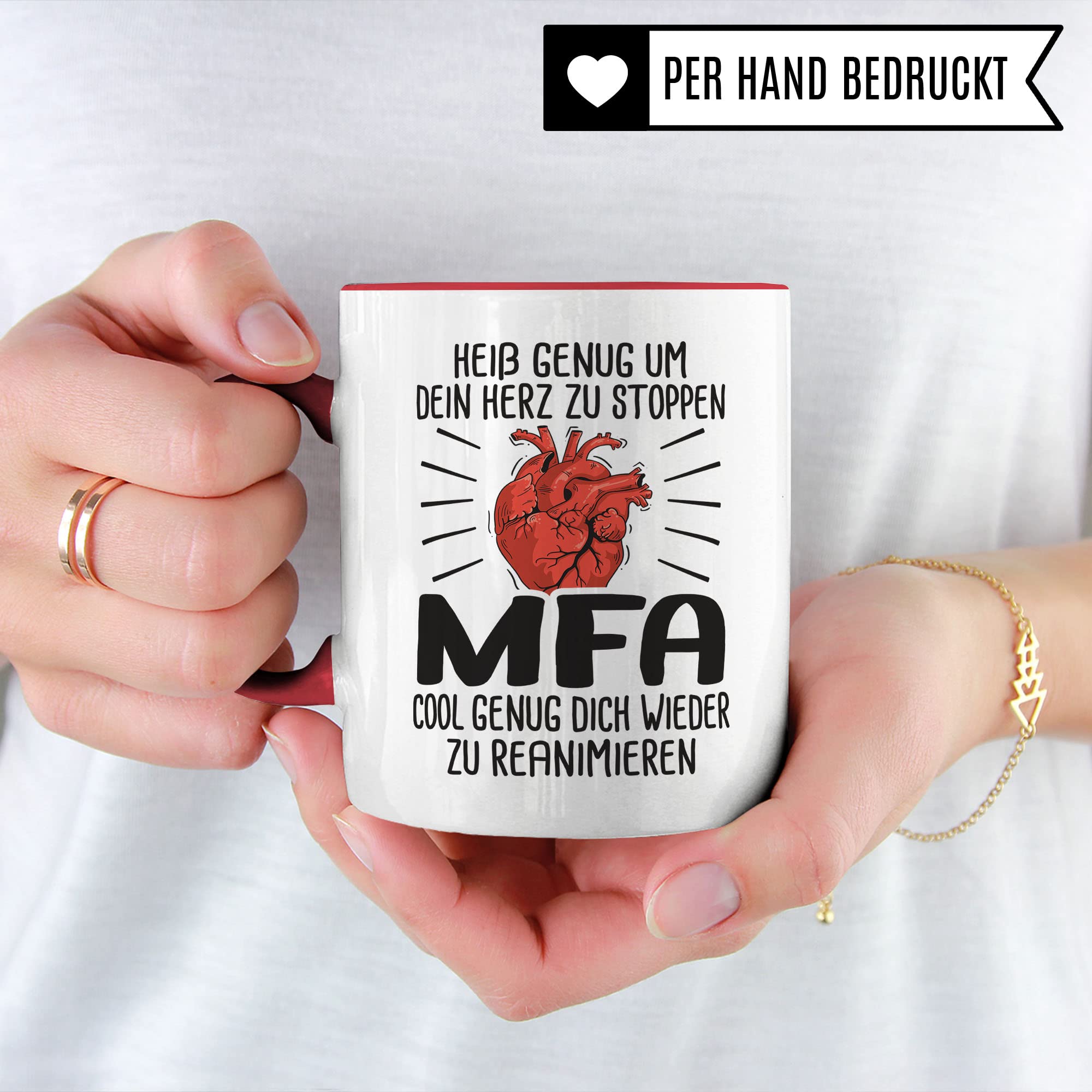 Tasse MFA, Heiß genug um dein Herz zu stoppen - MFA - Cool genug dich wieder zu reanimieren, Krankenschwester Geschenk, Arzthelfer Tasse Medizinische Fachangestellte Arzthelferin Krankenpfleger