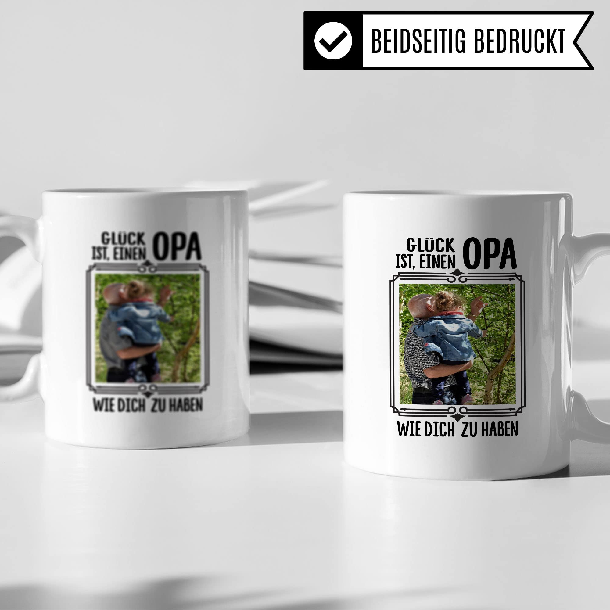 Tasse personalisierbar Opa Geschenk, Glück ist ein Opa wie dich zu haben Geschenkidee Großvater personalisierbar Kaffeetasse mit Spruch Kaffee-Becher Teetasse glücklich