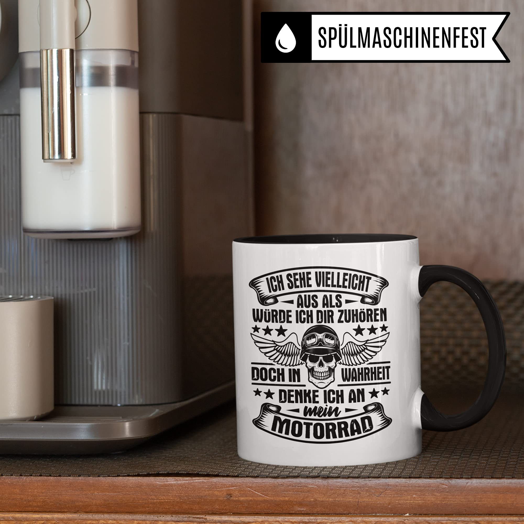 Motorrad Tasse Männer - Geschenk für Motorradfahrer Mototrradfans - Kaffeetasse Sprüche Biker Herren - Kaffeebecher Bike Geschenkidee