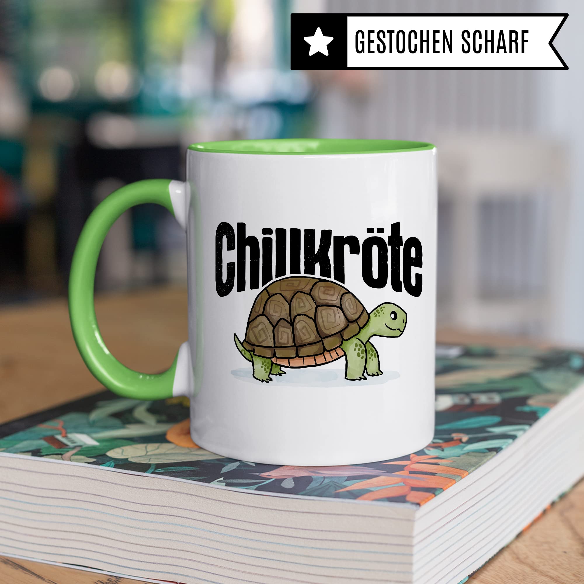 Chillkröte Tasse lustige Kaffeetasse mit Spruch Kaffee-Becher witzig Schildkröte Teetasse Humor Faulpelz Tasse