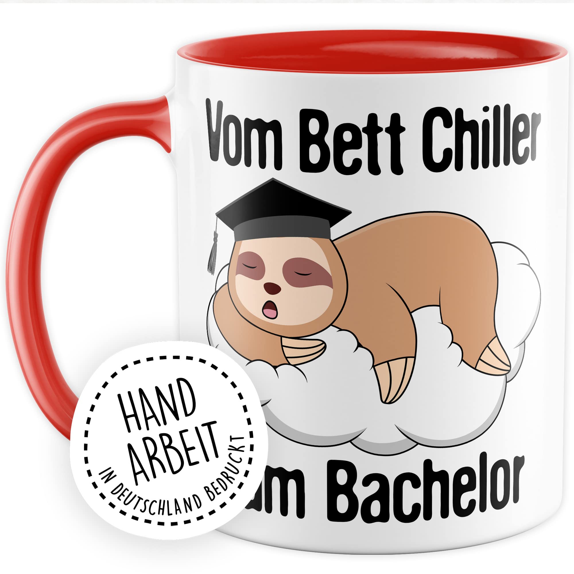 Bachelor Tasse Studenten Geschenk Humor Kaffeetasse mit lustigen Spruch Uni Kaffeebecher Studentin Geschenkidee Faultier Teetasse