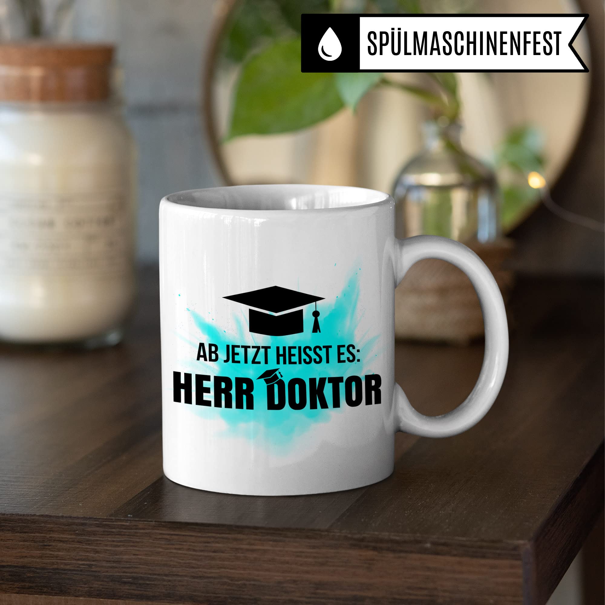 Doktor Tasse - Doktortitel Geschenkidee zur Doktorarbeit Promotion - Kaffebecher mit Spruch lustig Geschenk - Kaffeetasse promoviert Dissertation Dr. Teetasse