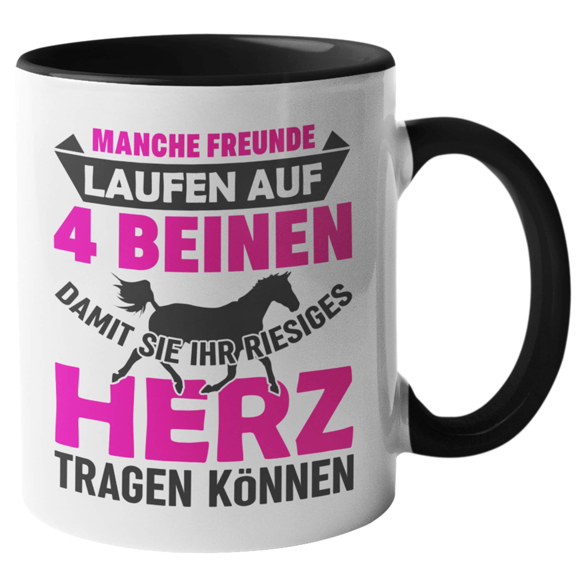 Tasse Pferde Sprüche Mädchen, Reiterin Becher Pferdemotiv Geschenk, Kaffeetasse Reiter Reitsport Geschenkidee, Reiterhof Kaffeebecher (Weiß/Schwarz)