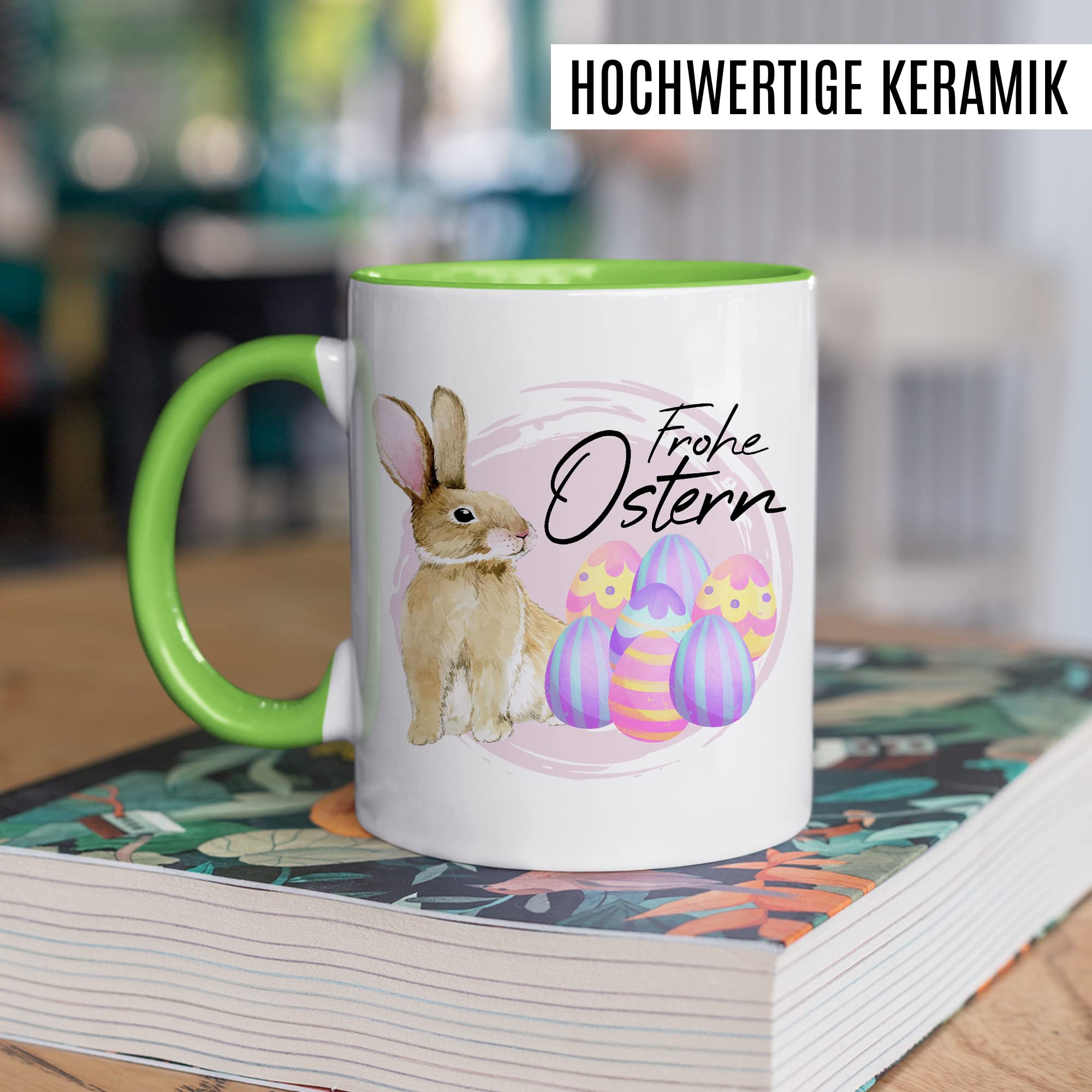 Ostern Tasse Geschenk, Frohe Ostern Geschenkidee Kaffeetasse mit Spruch Ostergeschenk Ostersonntag Kaffee-Becher Teetasse Grüße Mitbringsel