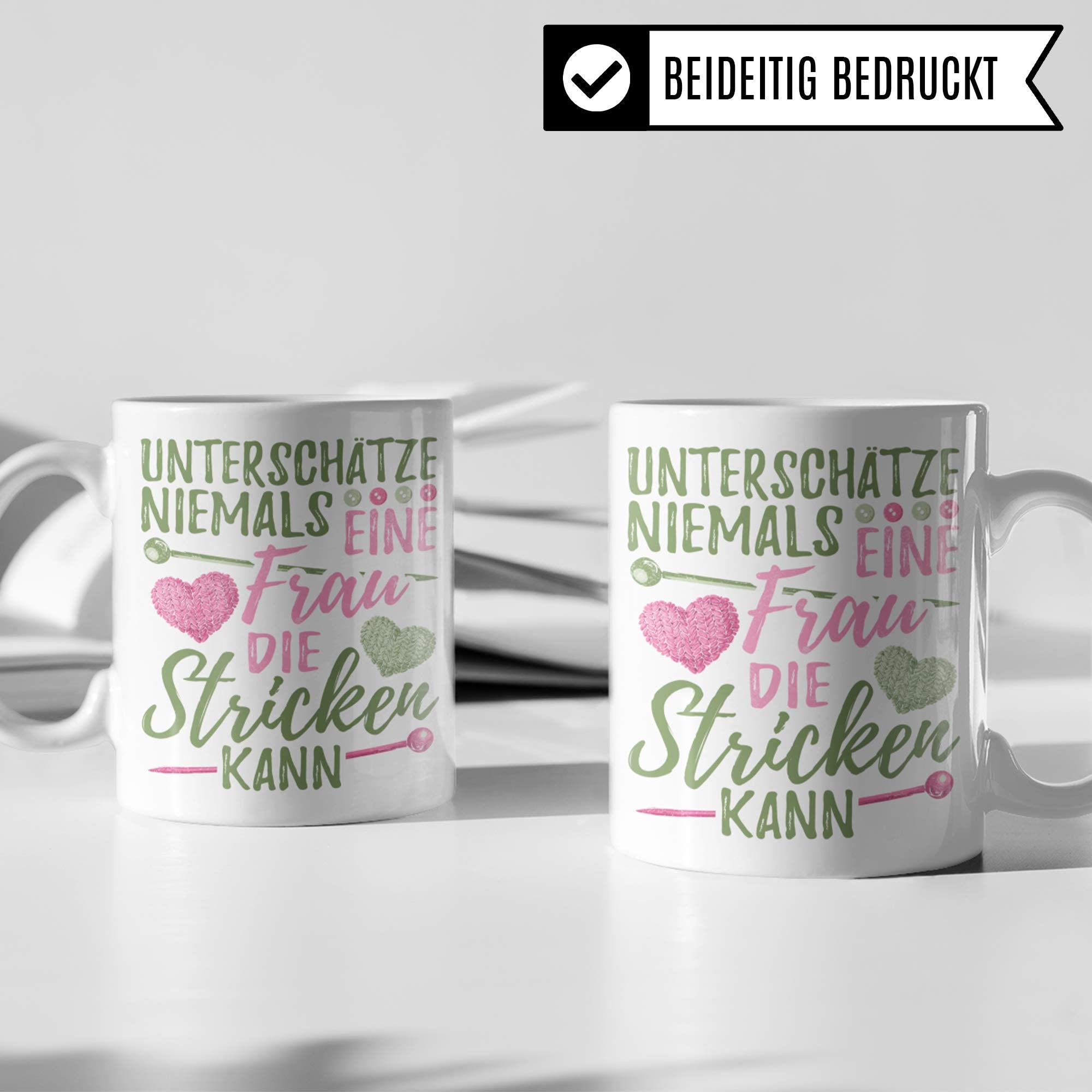 Pagma Druck Tasse Stricken Spruch - Strickerin Geschenk Kaffeetasse Häkeln Geschenkidee - Stricken Nadeln Becher