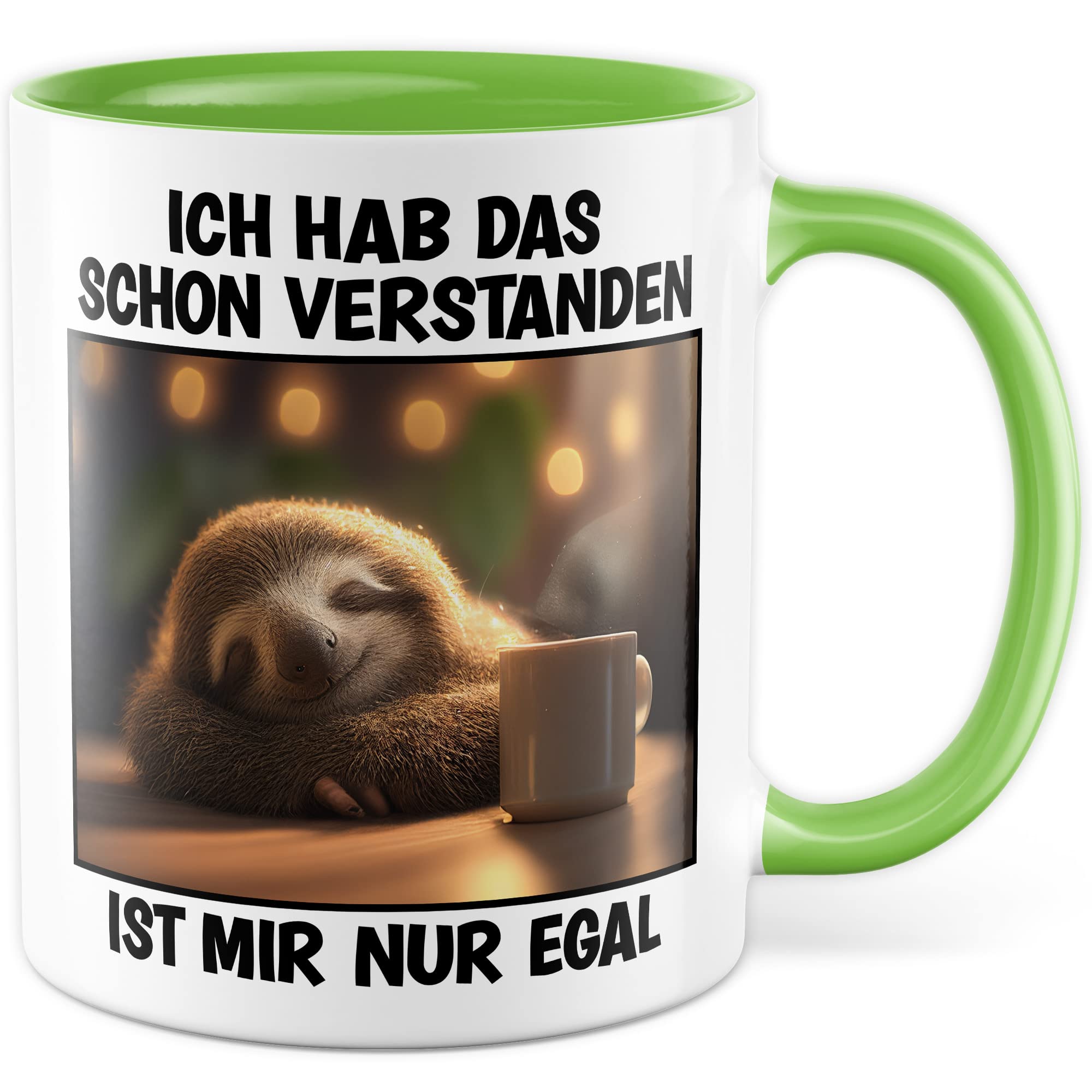 Faultier Tasse Ist mir Egal Geschenk Humor Kaffeetasse mit lustigen Spruch Büro Kaffeebecher Kollegin Geschenkidee Optimisten Teetasse