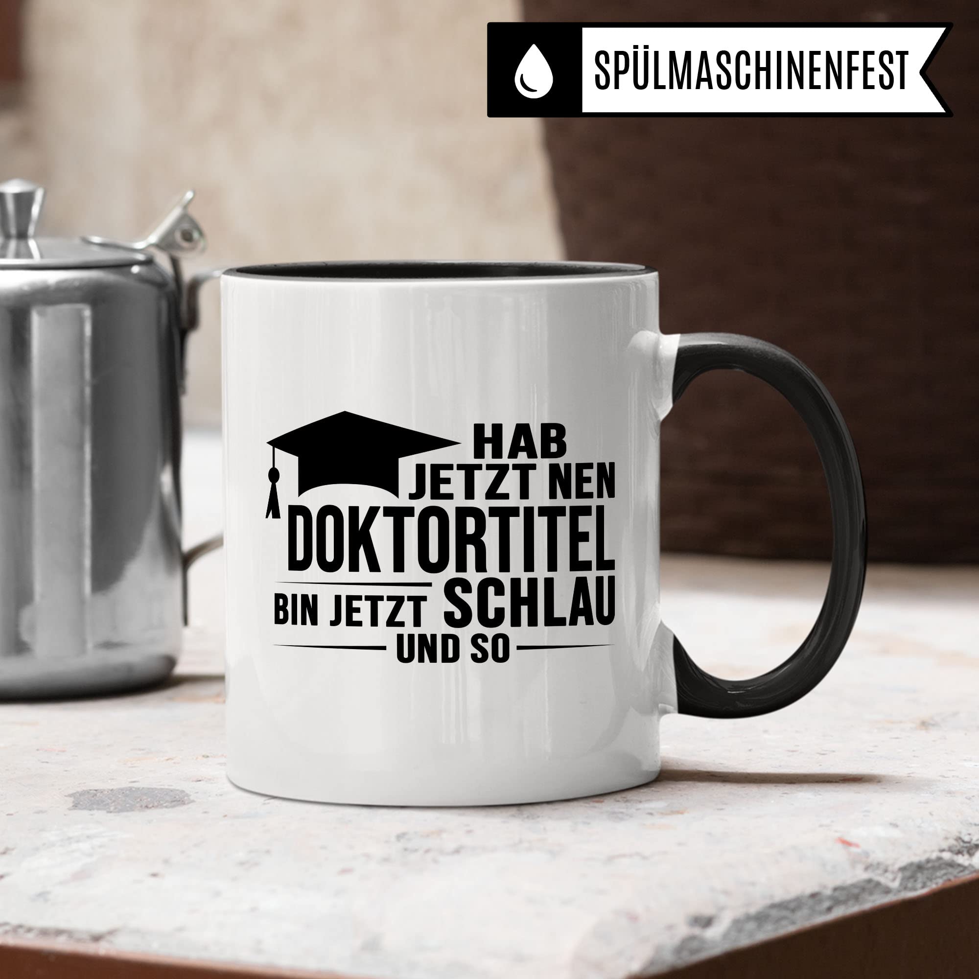 Doktortitel Tasse Geschenkidee, Kaffeebecher mit Spruch lustig, Doktor Geschenk, Kaffeetasse Humor Witz Geschenkidee für Doktorarbeit, Doktorin Teetasse