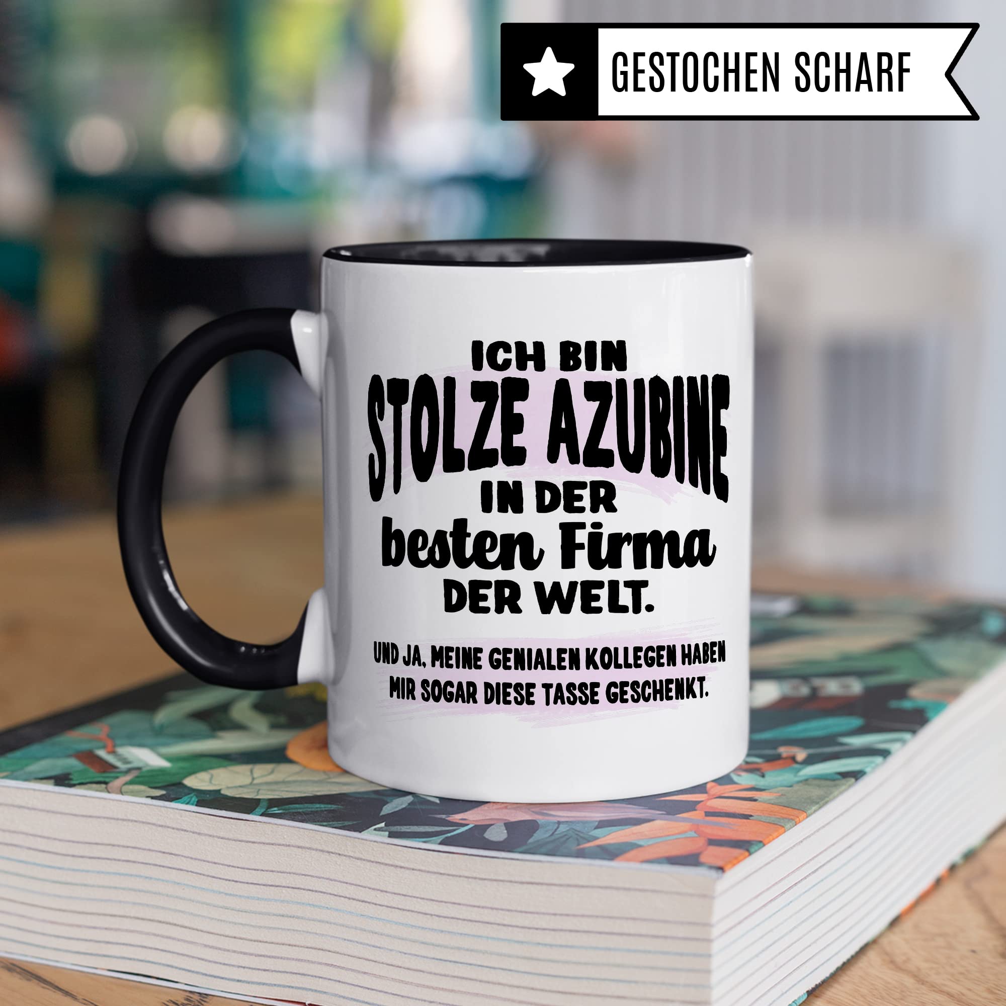 Stolze Azubine Tasse Kaffeetassen Azubine Ausbildung Kaffee-Becher Lehrling Ausbildung Beste Firma Spruch Becher Geschenkidee Azubine-Geschenk Auszubildende lustig Witz Humor