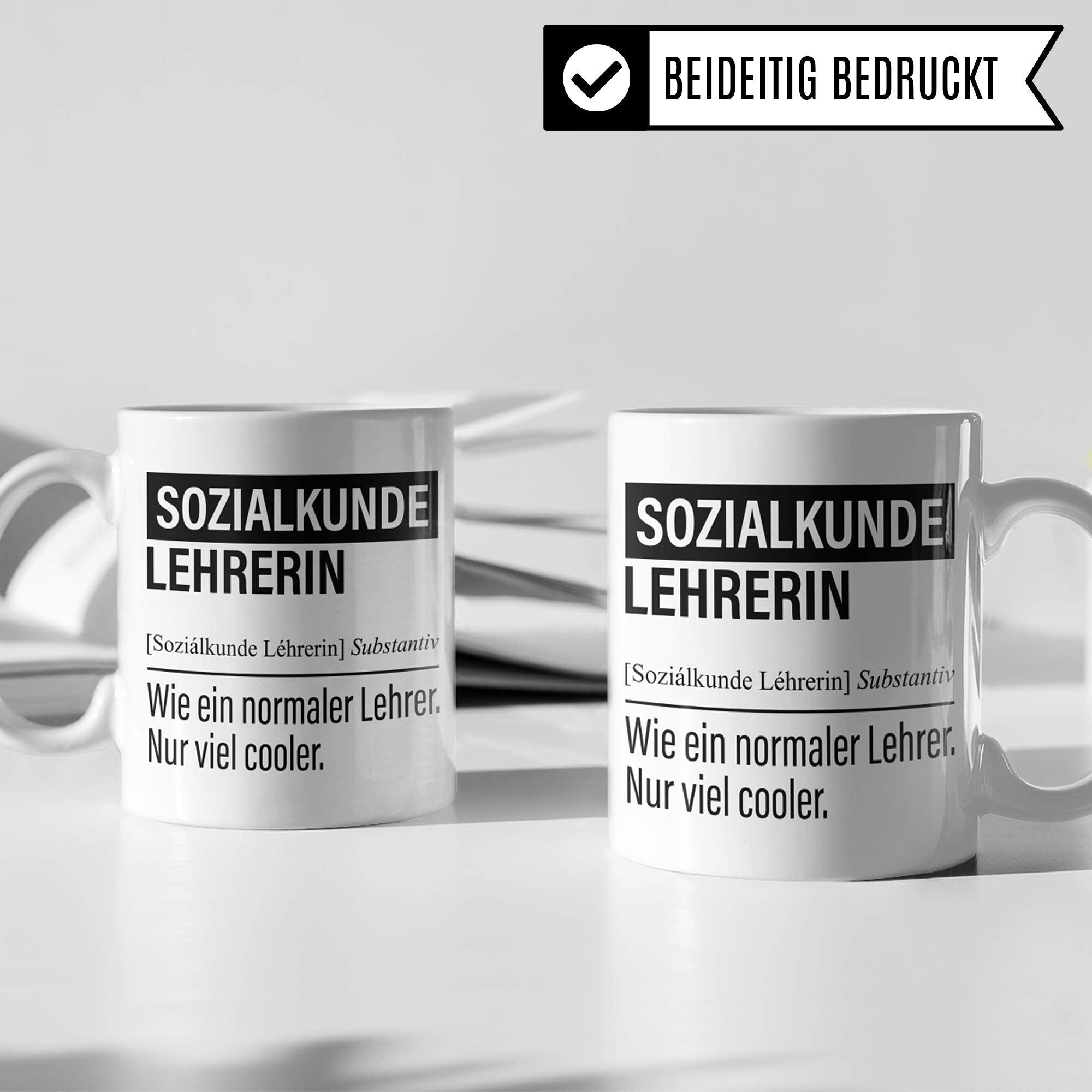 Sozialkundelehrerin Tasse, Geschenk für Sozialkunde Lehrerin, Kaffeetasse Geschenkidee Lehrerin lustig, Kaffeebecher Lehramt Schule Sozialkunde Unterricht Witz