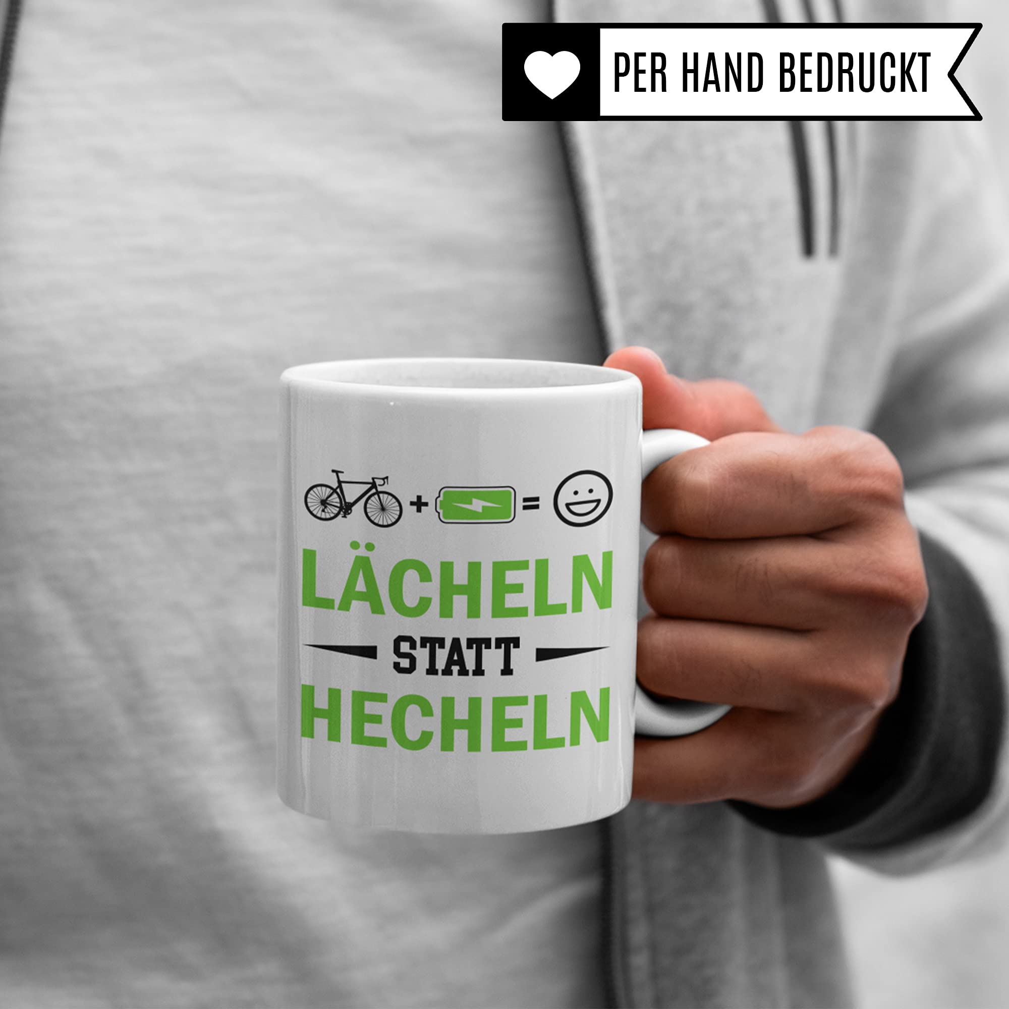 Tasse E-Bike, Geschenke für EBike Fahrer Becher, Fahrrad Elektrorad Geschenkidee, Kaffeebecher Pedelec E Bike Kaffeetasse