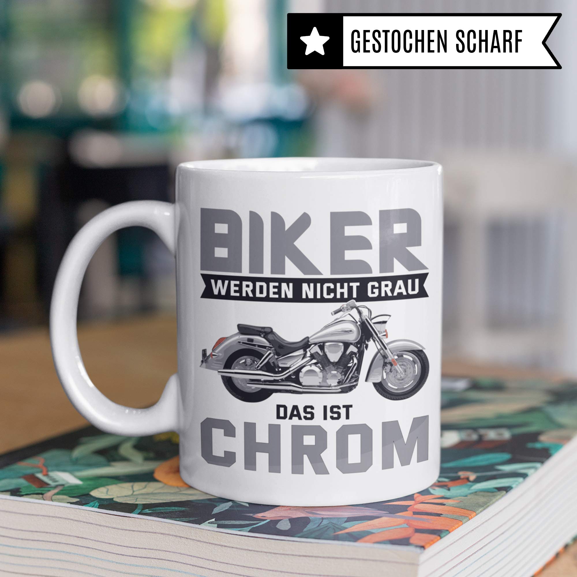 Pagma Druck Motorrad Tasse Rentner Alter Mann, Motorrad Geschenke für Männer lustig, Becher Geschenkidee für Motorradfahrer, Motorradtour Kaffeetasse Kaffeebecher