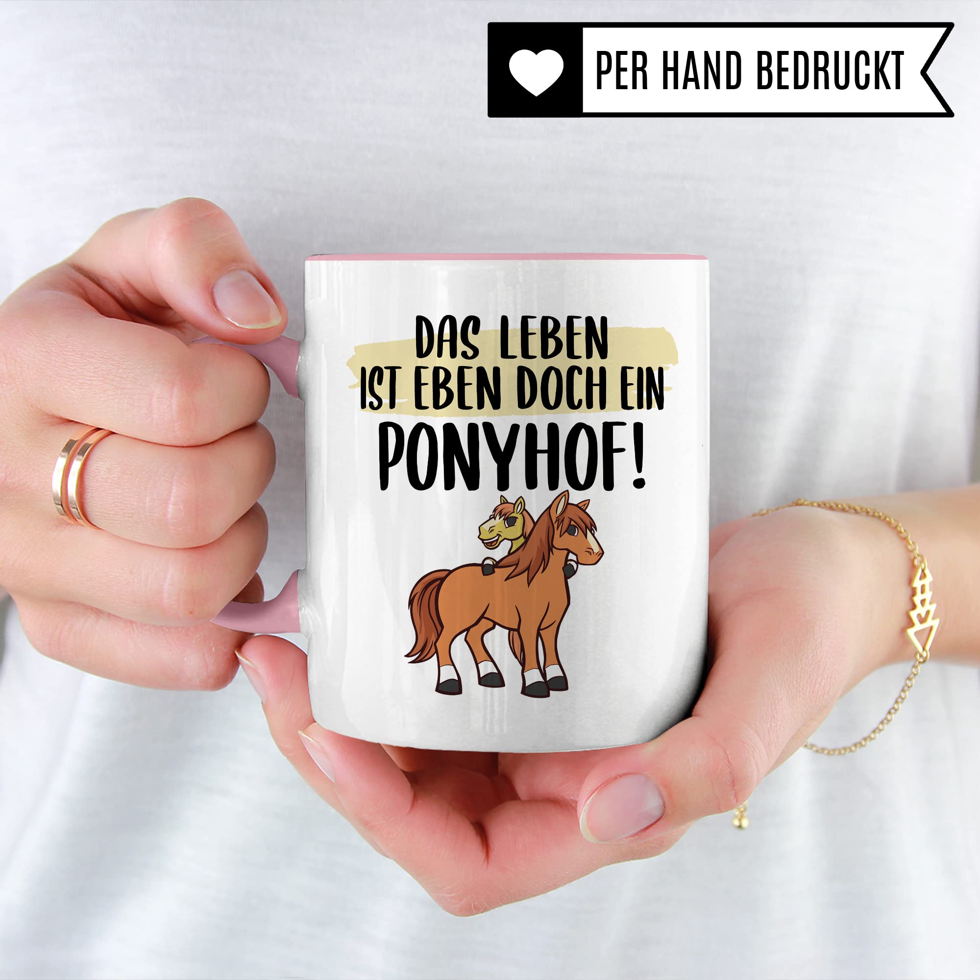 Das Leben ist ein Ponyhof Tasse Pferd Pferde Kaffeetasse Reiterin Kaffee-Becher Reiten beste Freundin Vierbeiner Teetasse Pferdemädchen Mädchen Pferdeliebhaber Geschenk Geschenkidee Stall Reiter