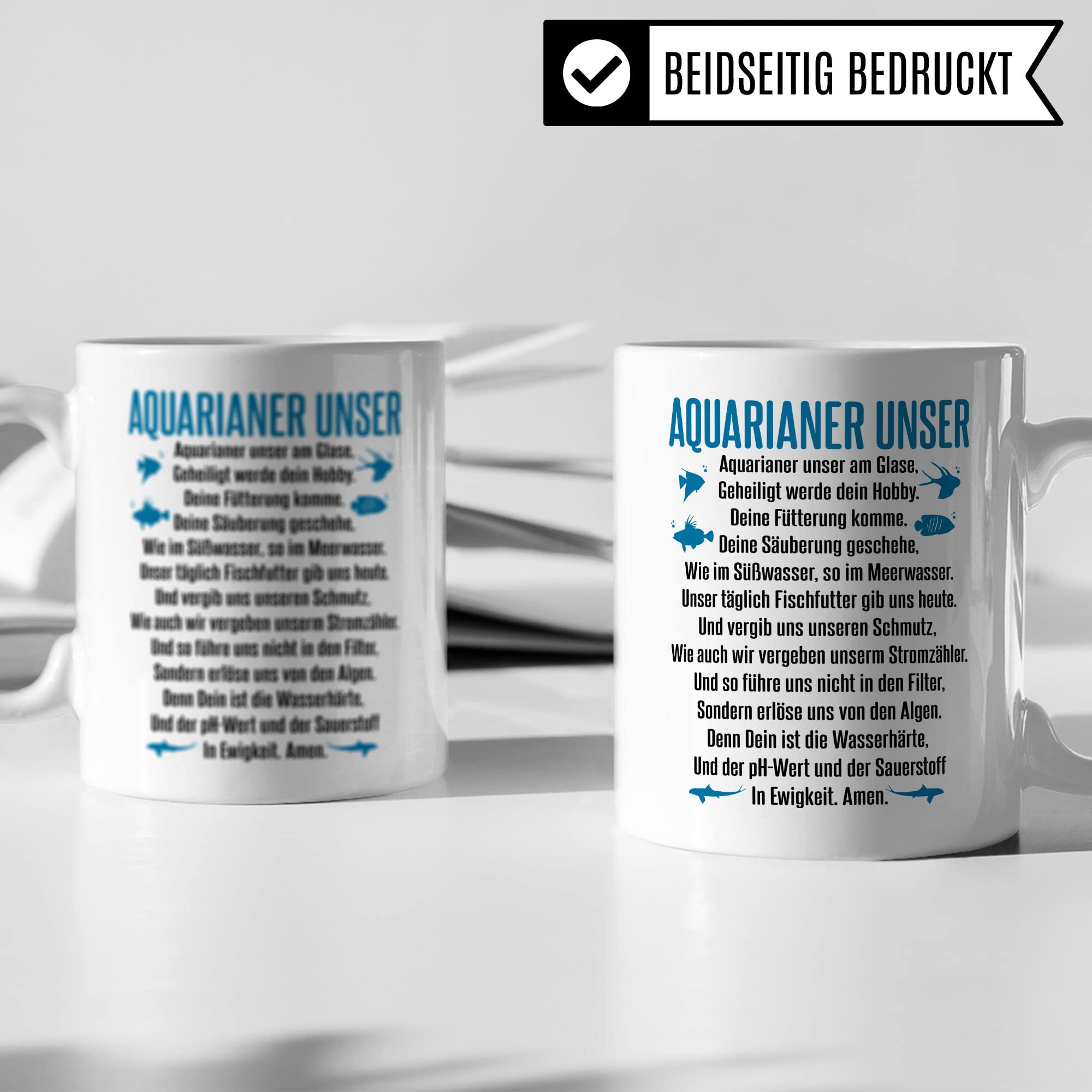 Aquarium Tasse - AQUARIANER UNSER, Fische Geschenk - Aquarium Fans Spruch lustig Geschenkidee - Fischeliebhaber Aquariumbesitzer Kaffee-Becher