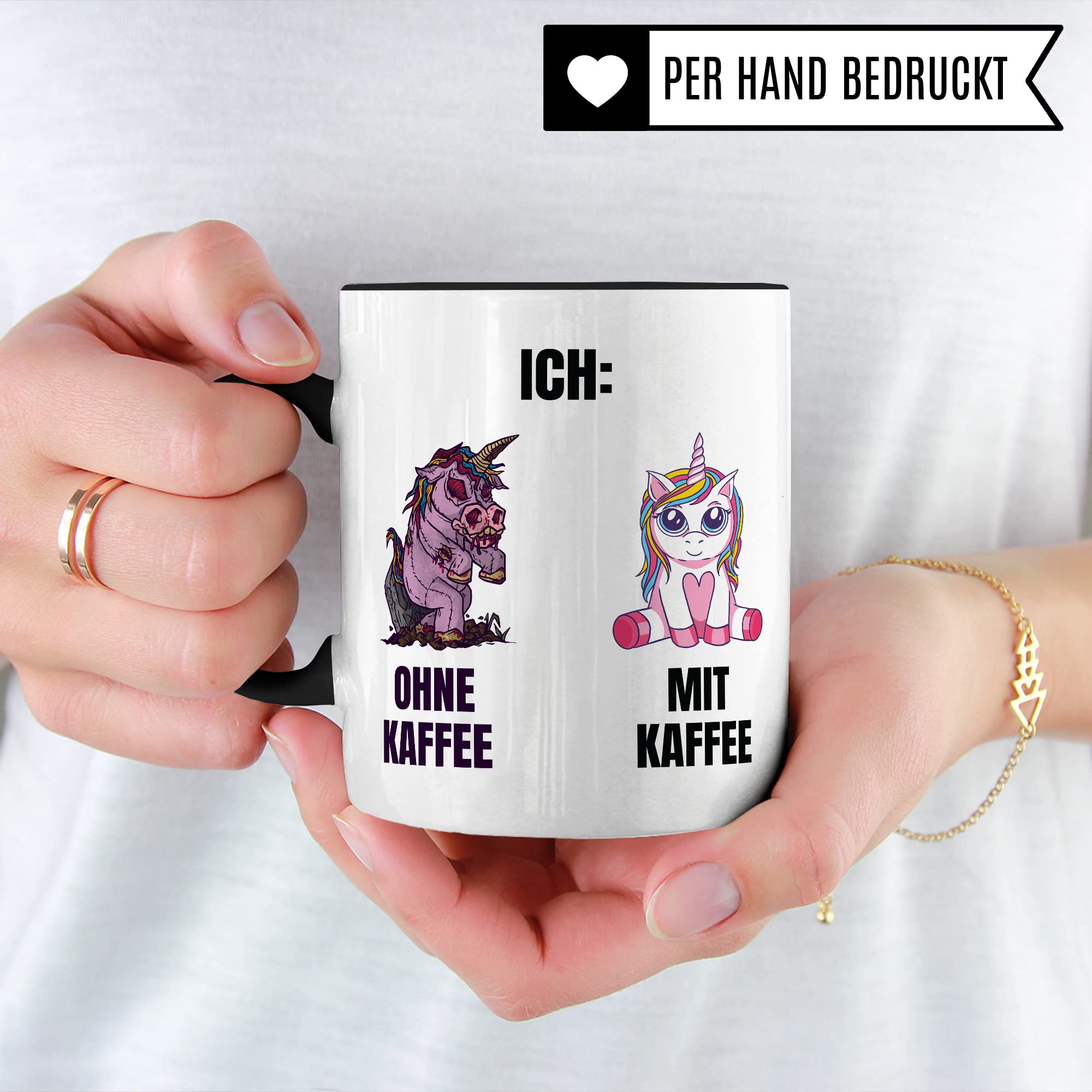 Einhorn Tasse Geschenk Kaffeetasse mit Spruch lustig Ohne Kaffee mit Kaffee, Geschenk-Idee Kaffeeliebhaber Kaffeetrinker Kaffee-Becher Humor Witztasse