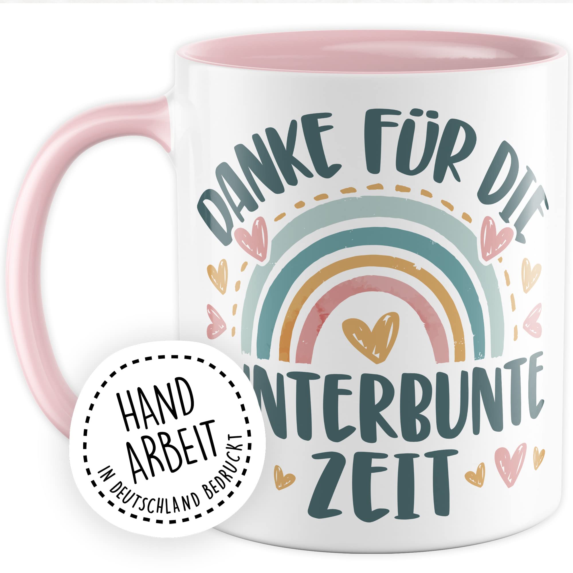 Tasse Dankeschön Erzieher, Danke für die kunterbunte Zeit Geschenk Geschenkidee Kaffeetasse mit Spruch Kaffee-Becher Lieblings-Mensch bedanken Dankesehr Dankbarkeit Erzieherin