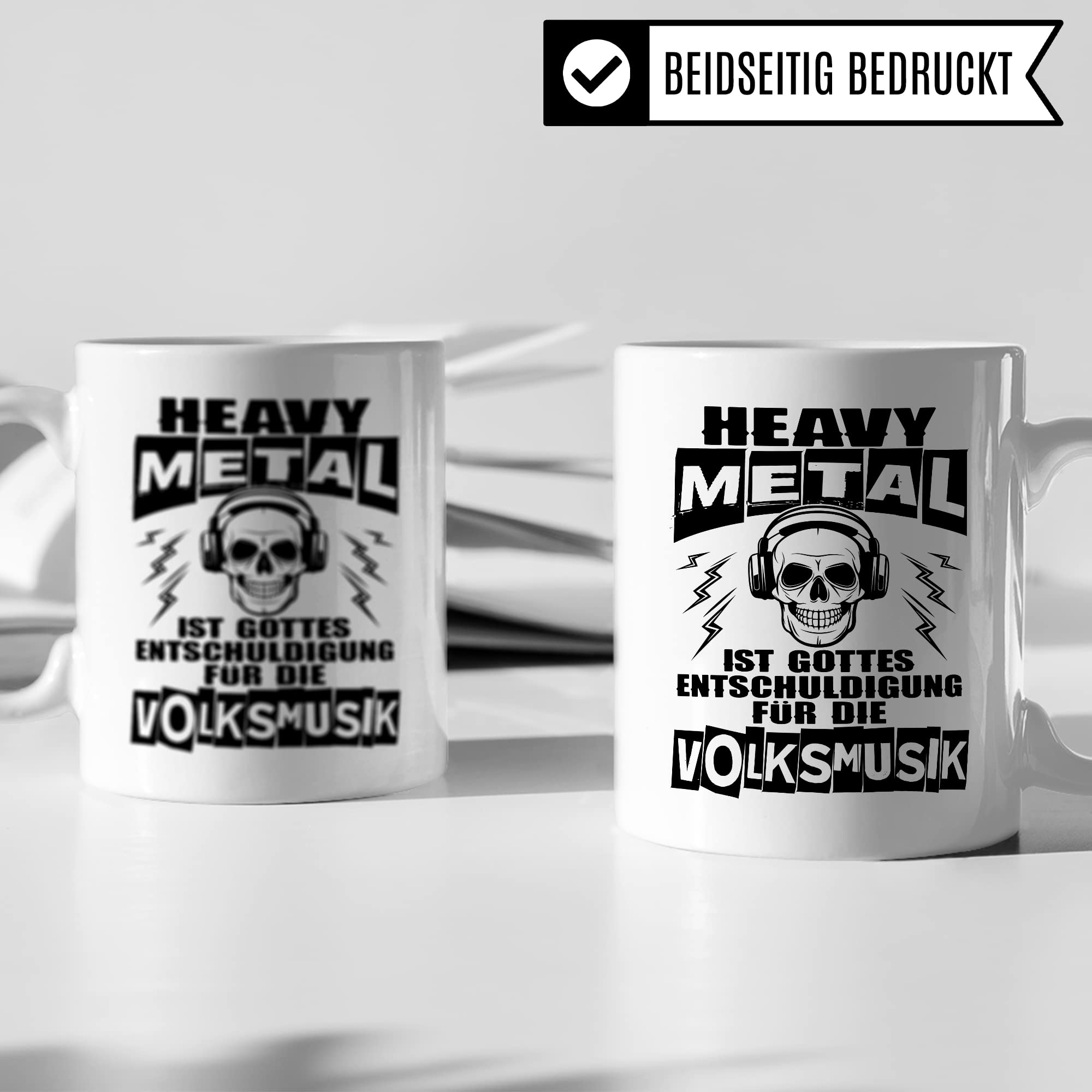 Heavy Metal Tasse Rocker Kaffeetasse Metal Fan Geschenkidee Kaffee-Becher Metalic Geschenk Spruch lustig Humor Teetasse Witz Heavy Metal ist Gottes Entschuldigung für die Volksmusik