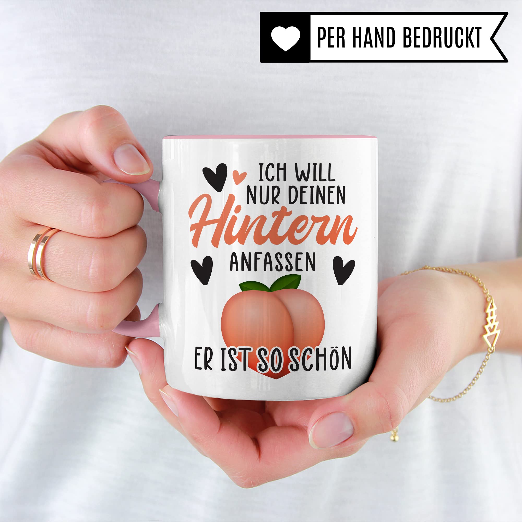 Hintern Tasse Freundin Geschenk Kaffeetasse Freund Popo Kaffee-Becher lustiges Geschenk Beziehung Geschenkidee Humor Ich will deinen Hintern anfassen Spruch Zeichnung